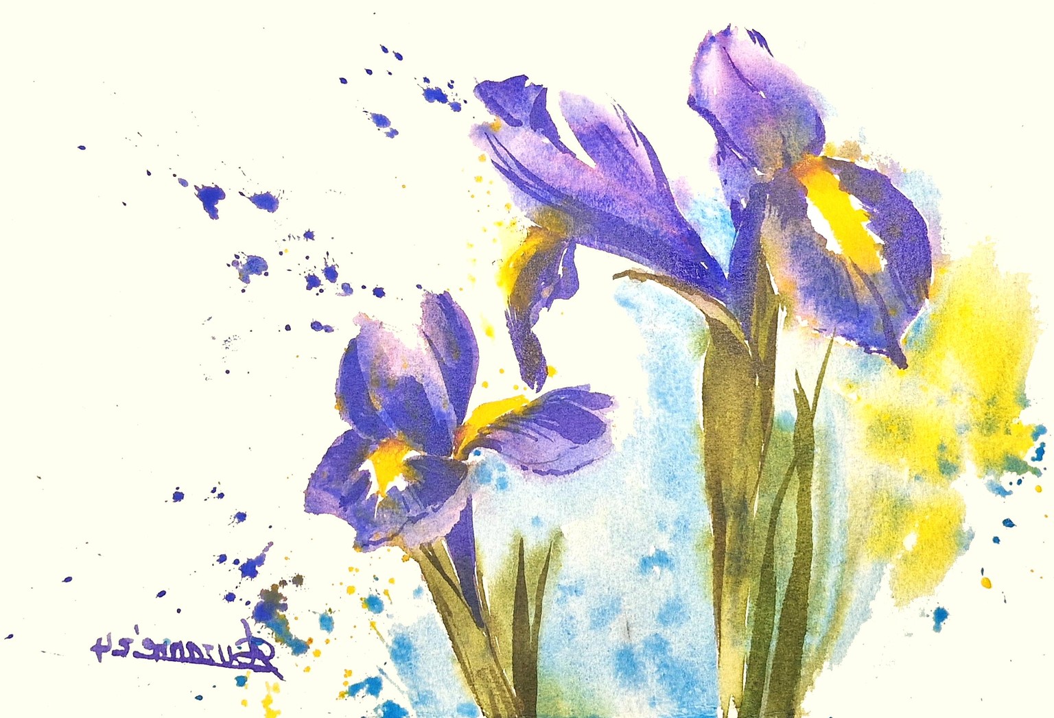 Irises in Watercolour - image 1 - student project