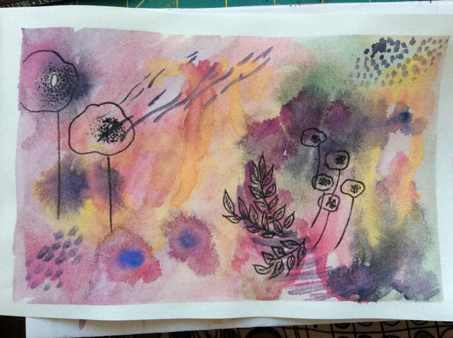 Pencil study | feather & Watercolor abstract painting - image 2 - student project