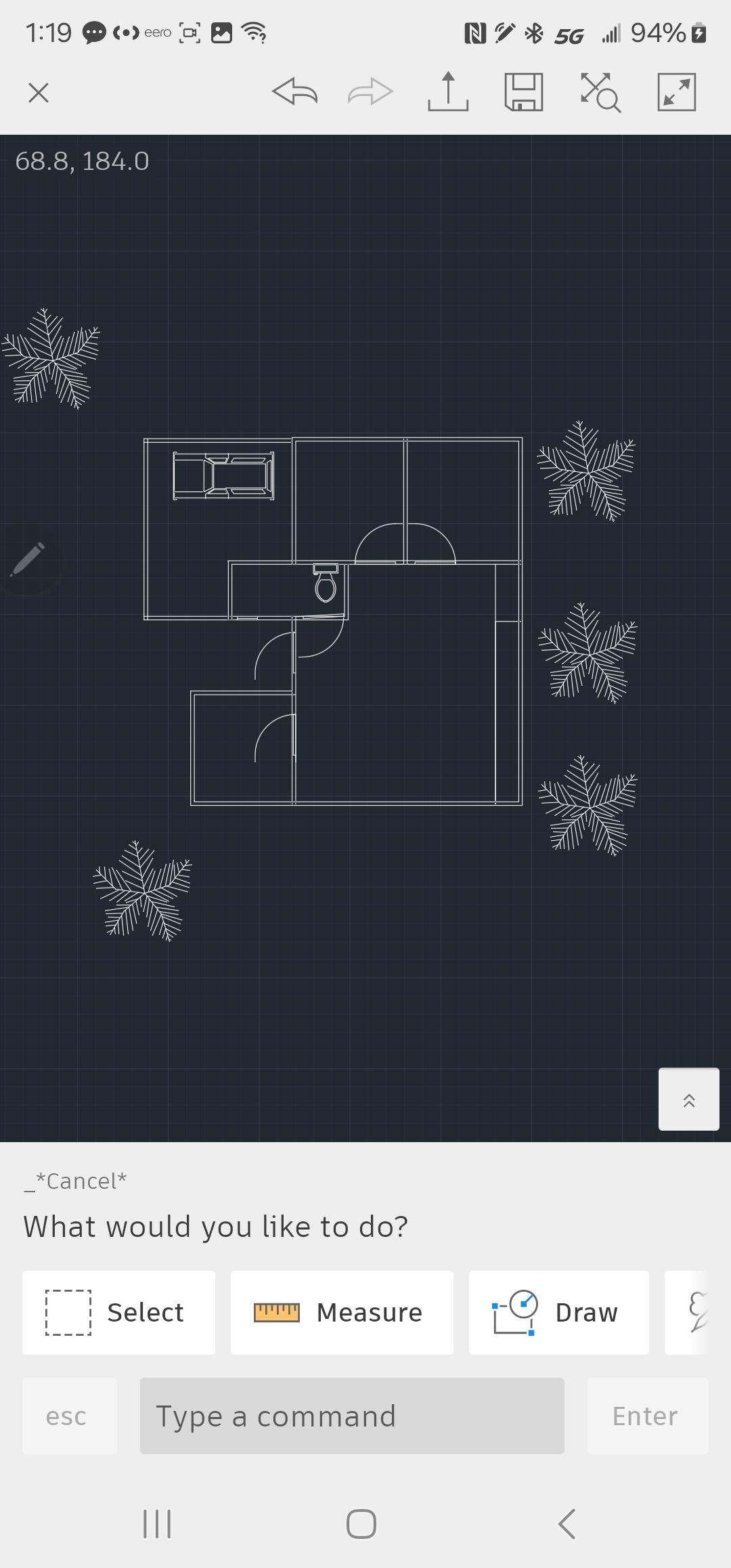 Basic Floor Plan on Phone with Autocad App - image 1 - student project