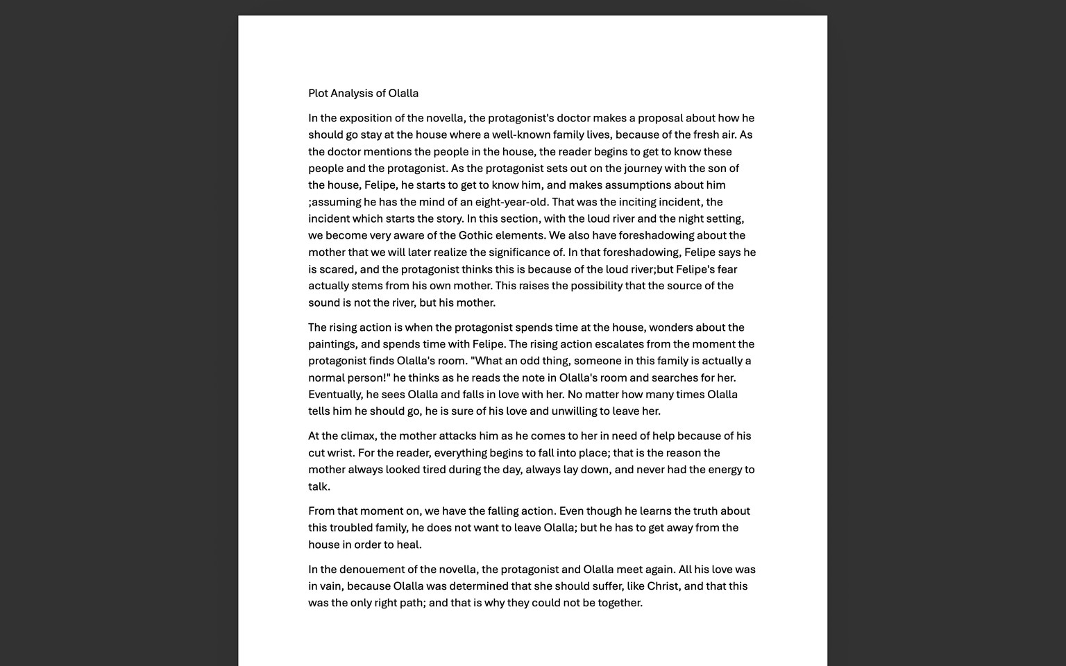 Plot Analysis of Olalla - image 1 - student project