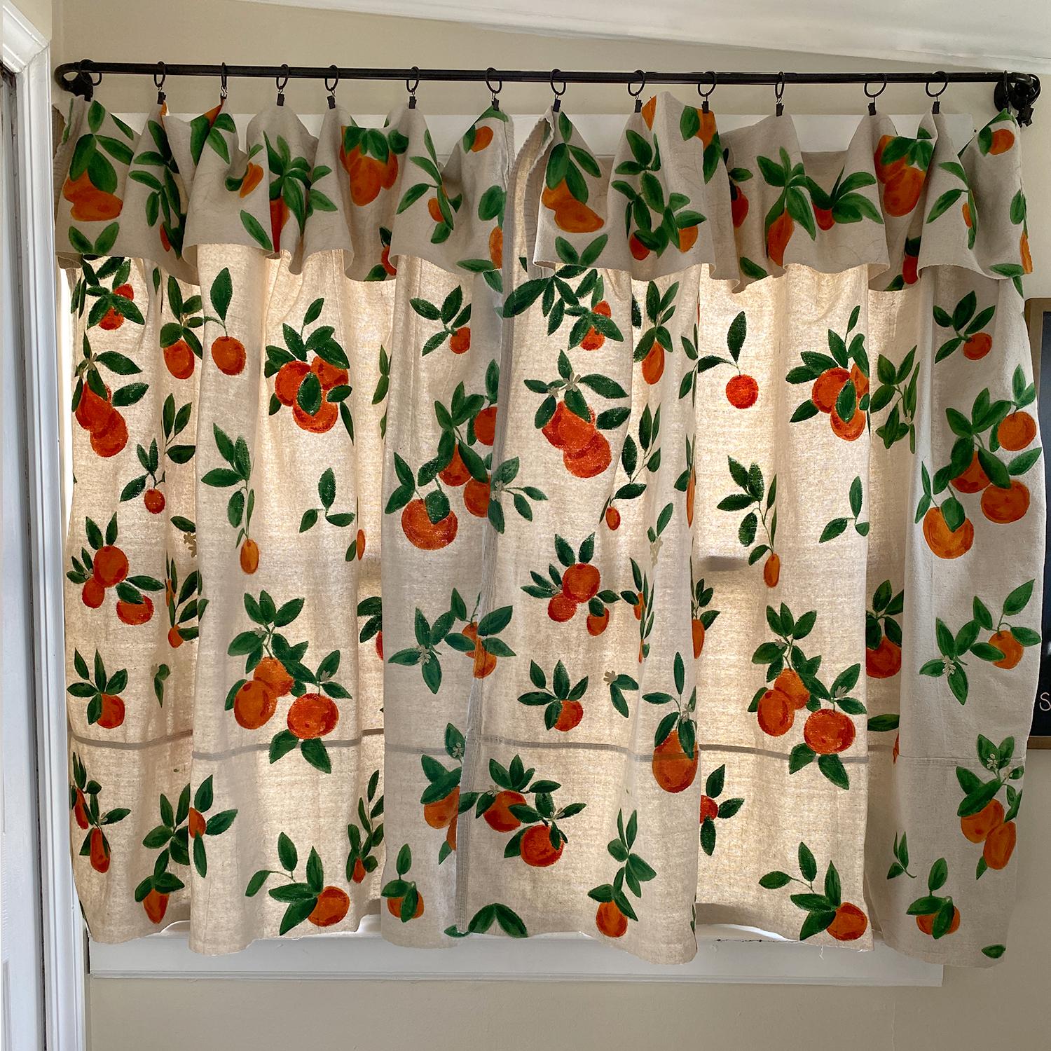 Orange Blossom Painted Curtains - image 1 - student project