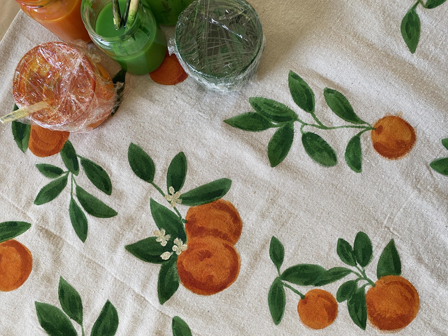 Orange Blossom Painted Curtains - image 5 - student project