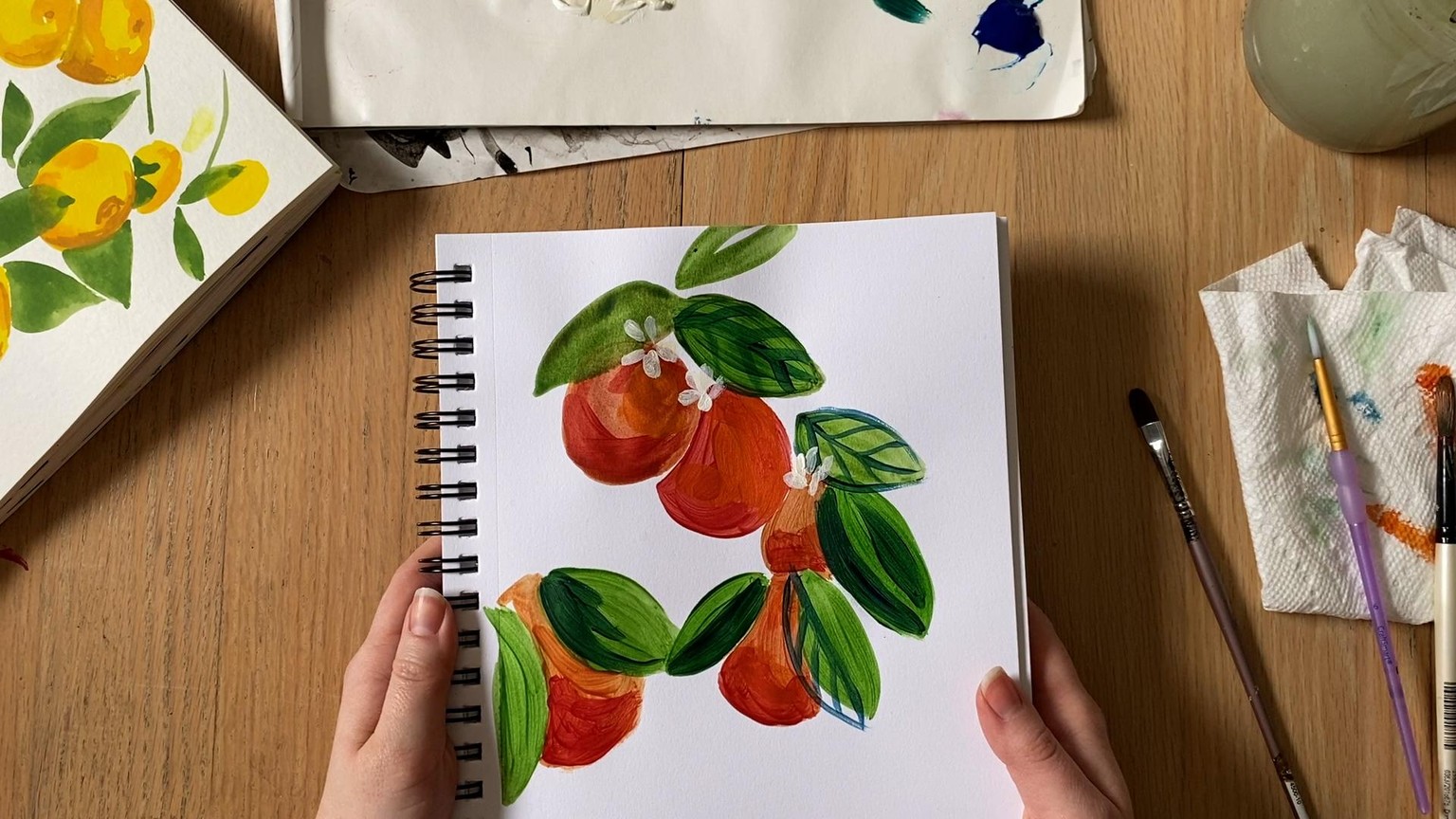 Orange Blossom Painted Curtains - image 4 - student project