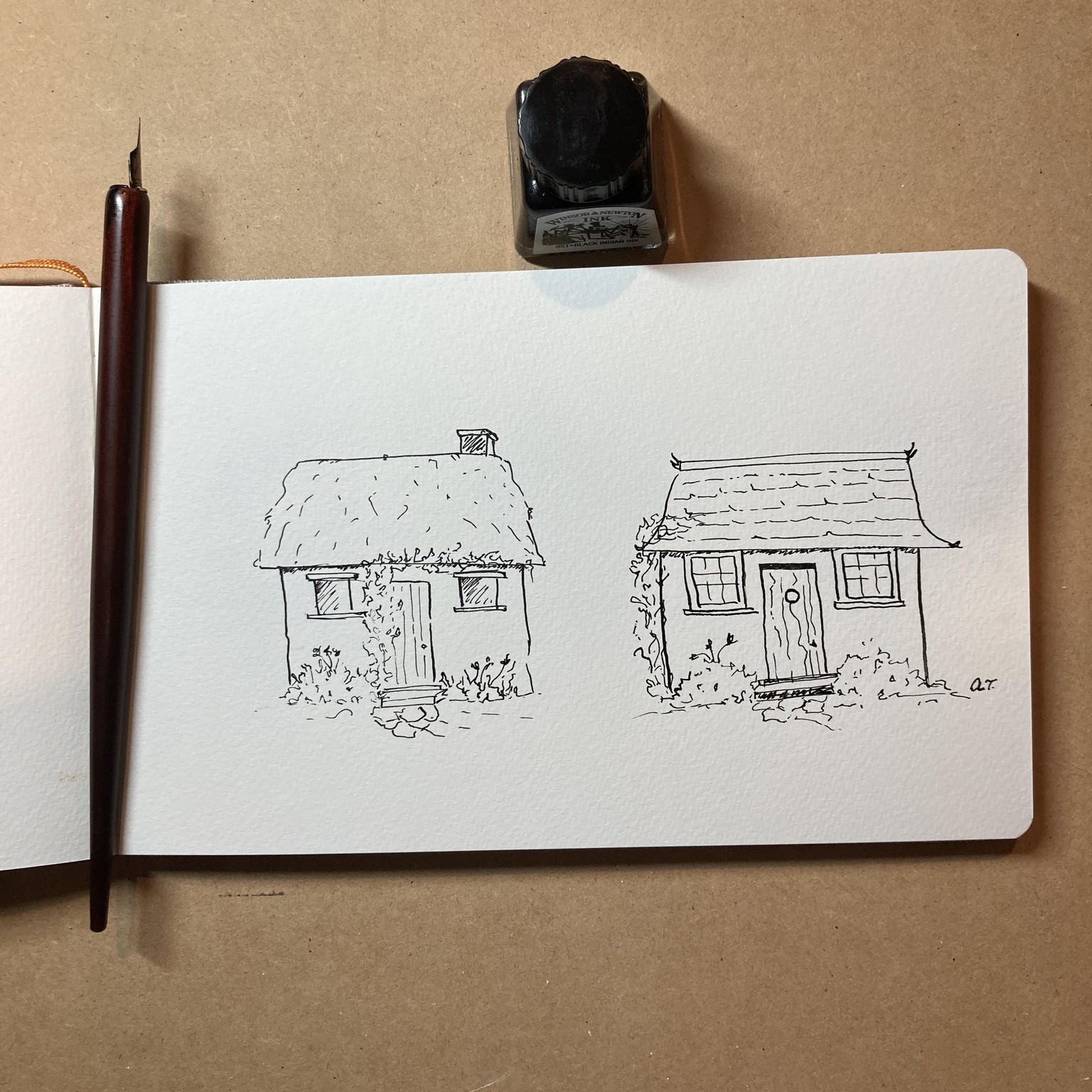 Watercolour and ink houses. - image 1 - student project