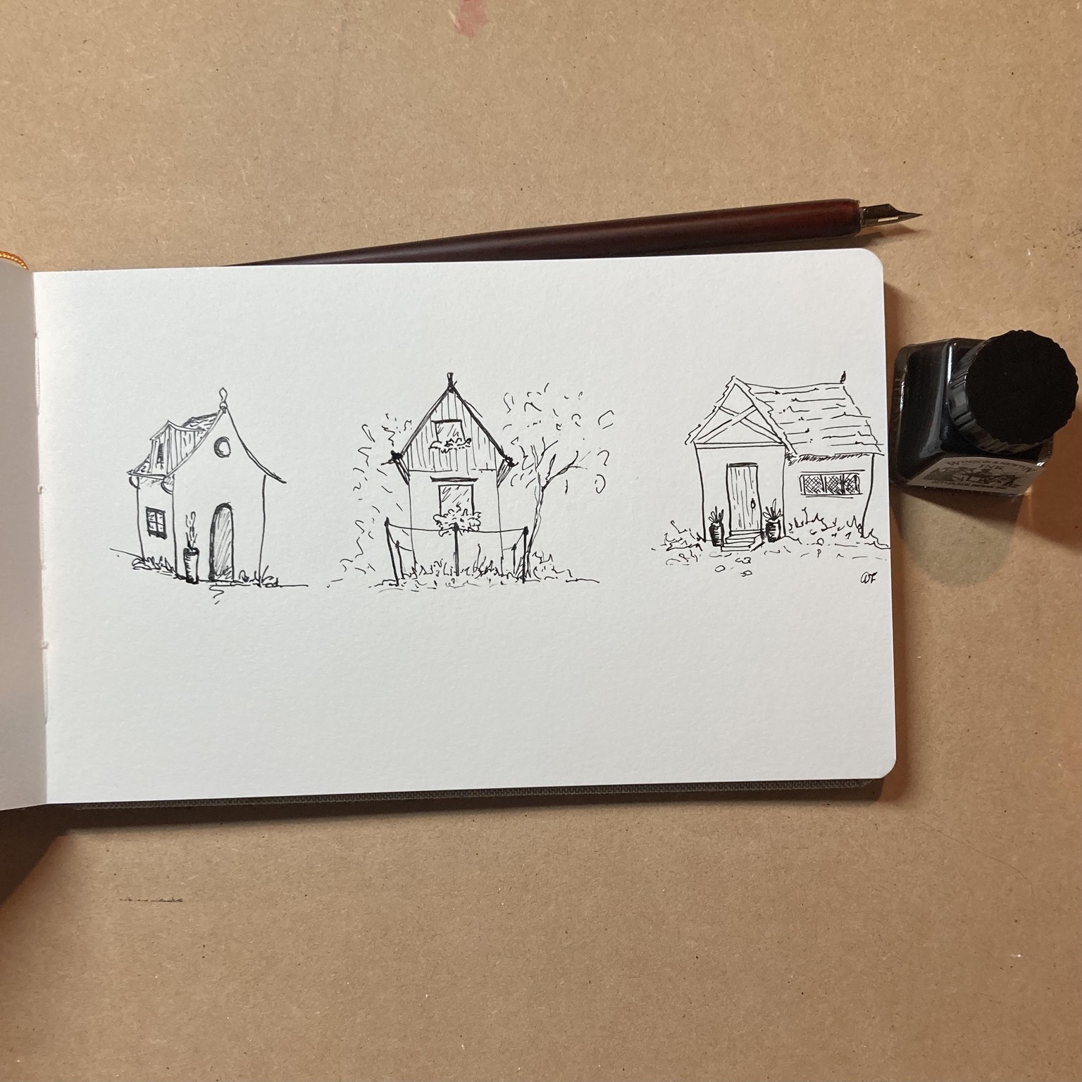 Watercolour and ink houses. - image 2 - student project