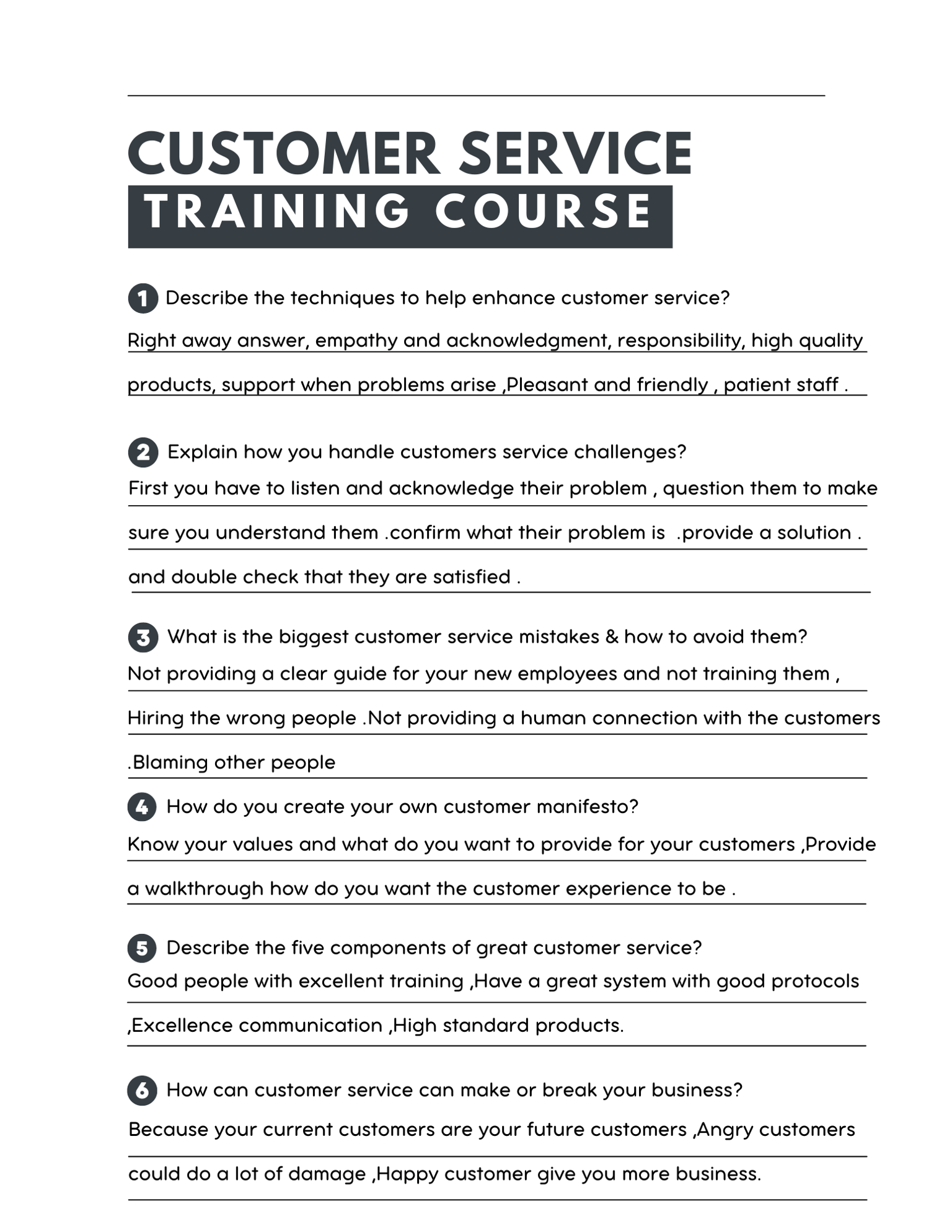 Customer Service Training Course project - image 1 - student project