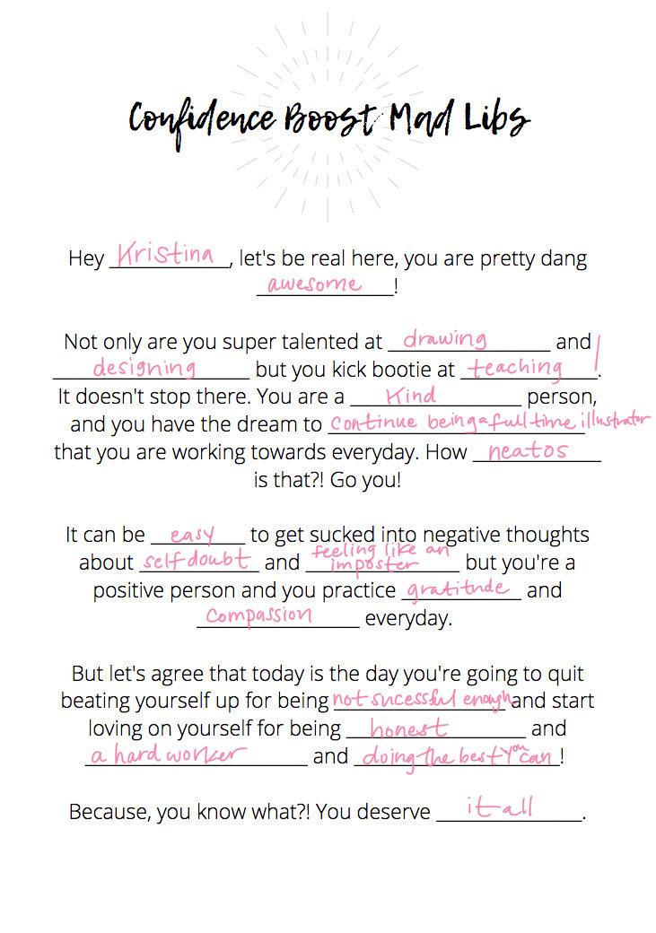 Kristina's Confidence Boost Mad Libs - image 1 - student project