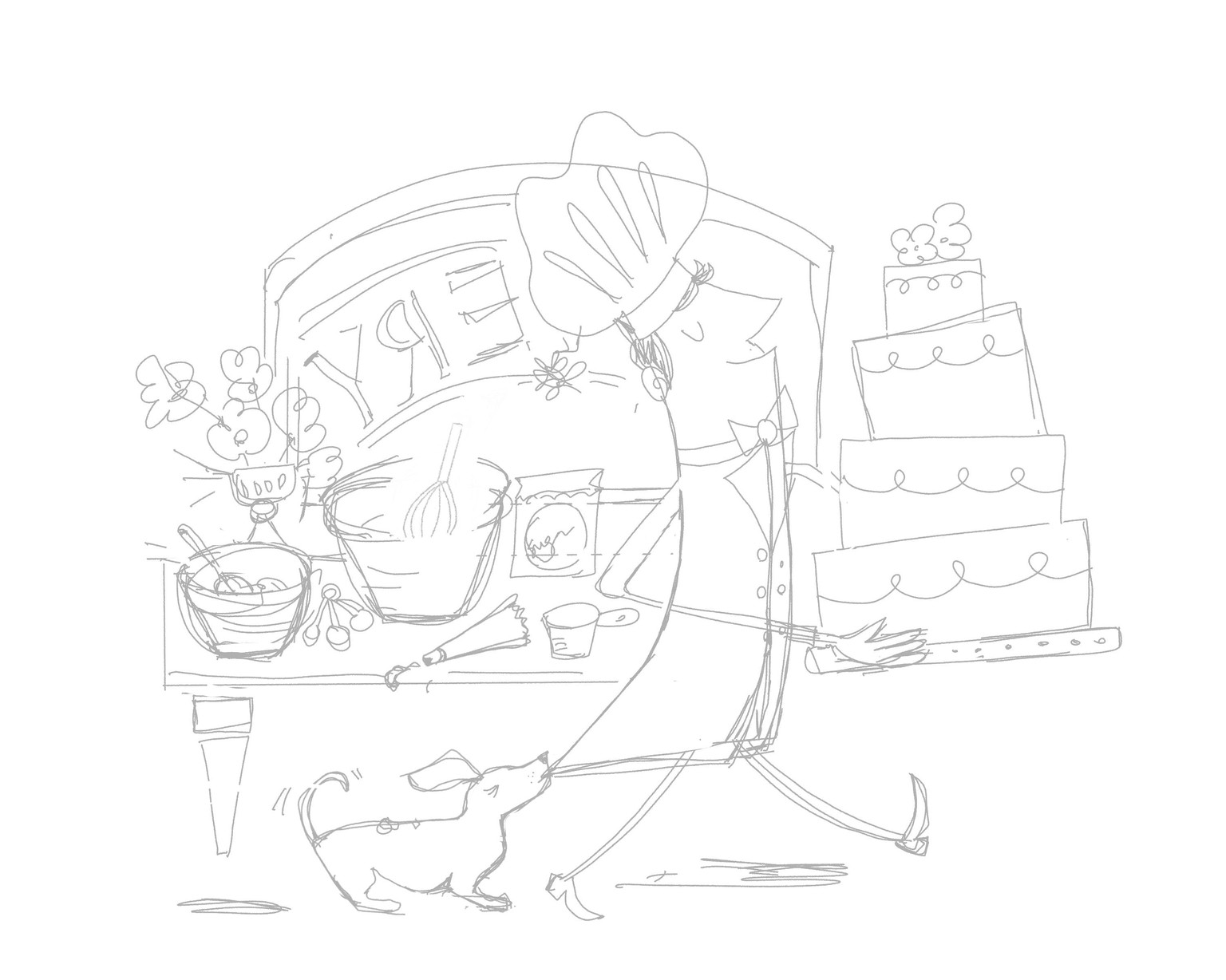 Mid Century Bakery Illustration - image 1 - student project