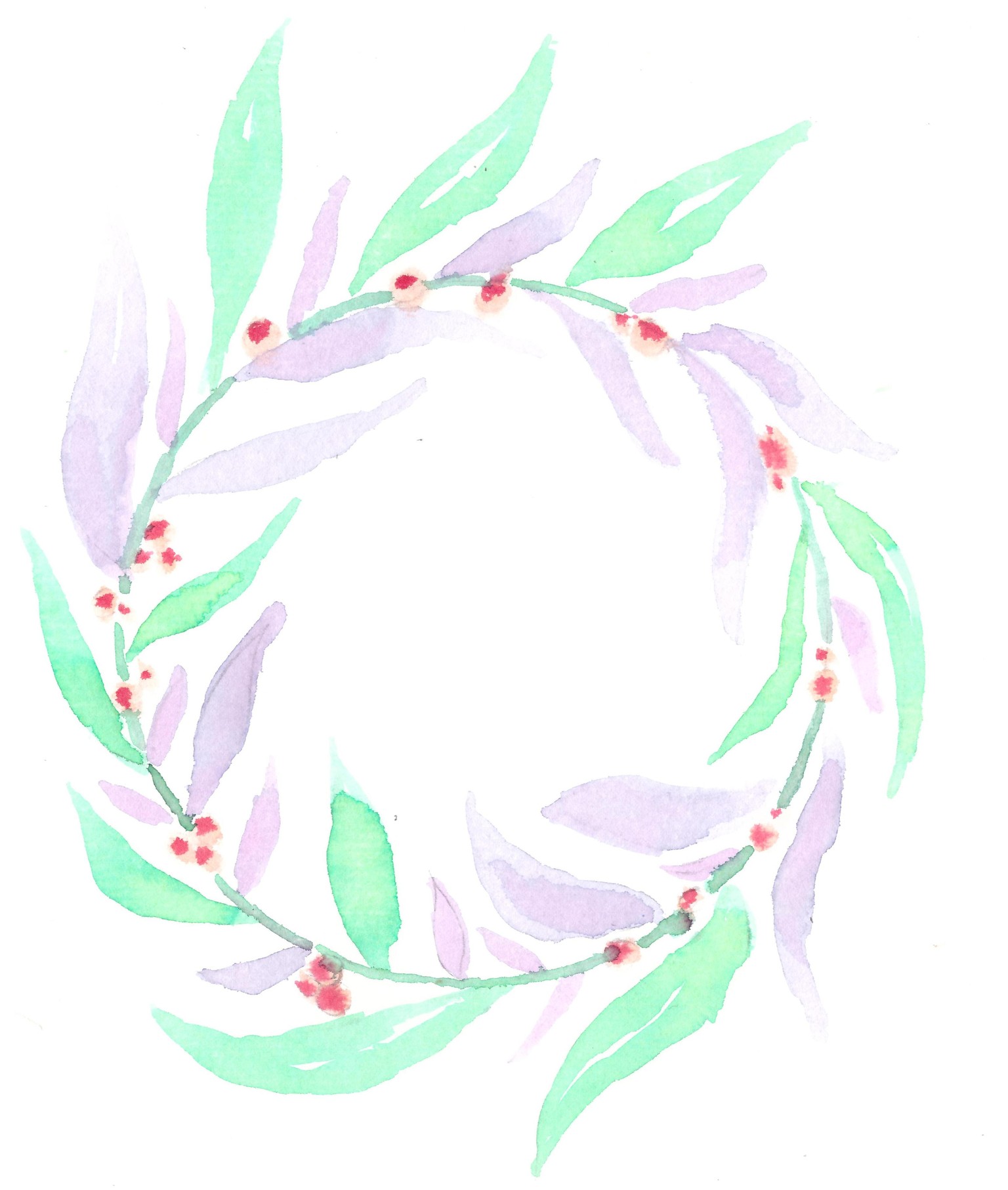 Leafy wreath painted with watercolor brush markers - image 1 - student project