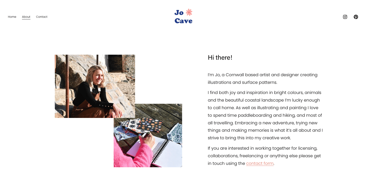Jo Cave Creative - my new website - image 3 - student project