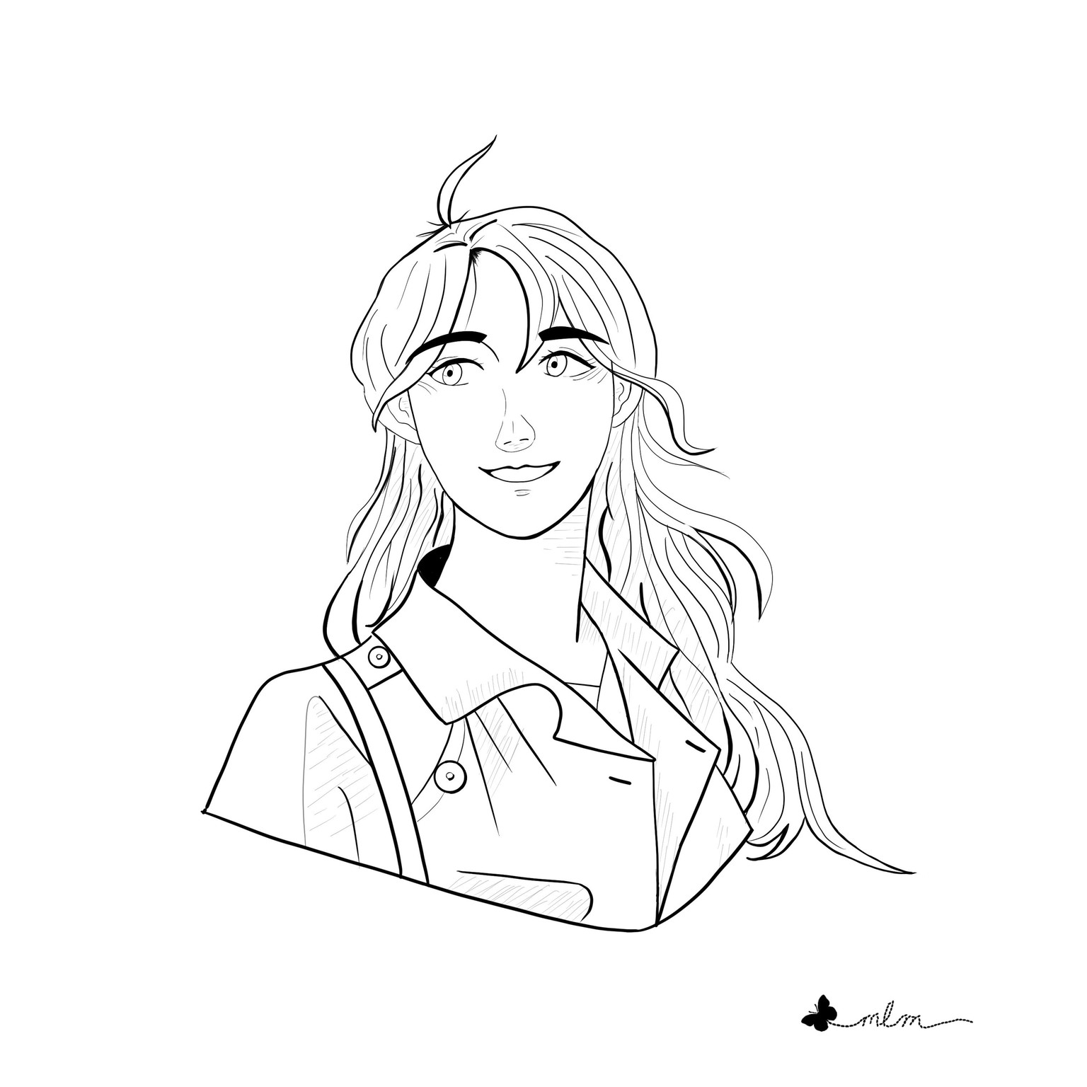 Female Portrait Lineart - image 1 - student project