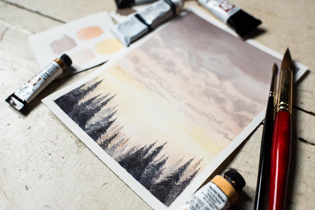 Silhouetted Trees against a Glowing Sunset - image 2 - student project