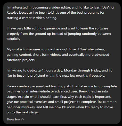 My Personalized DaVinci Resolve Study Plan - image 1 - student project