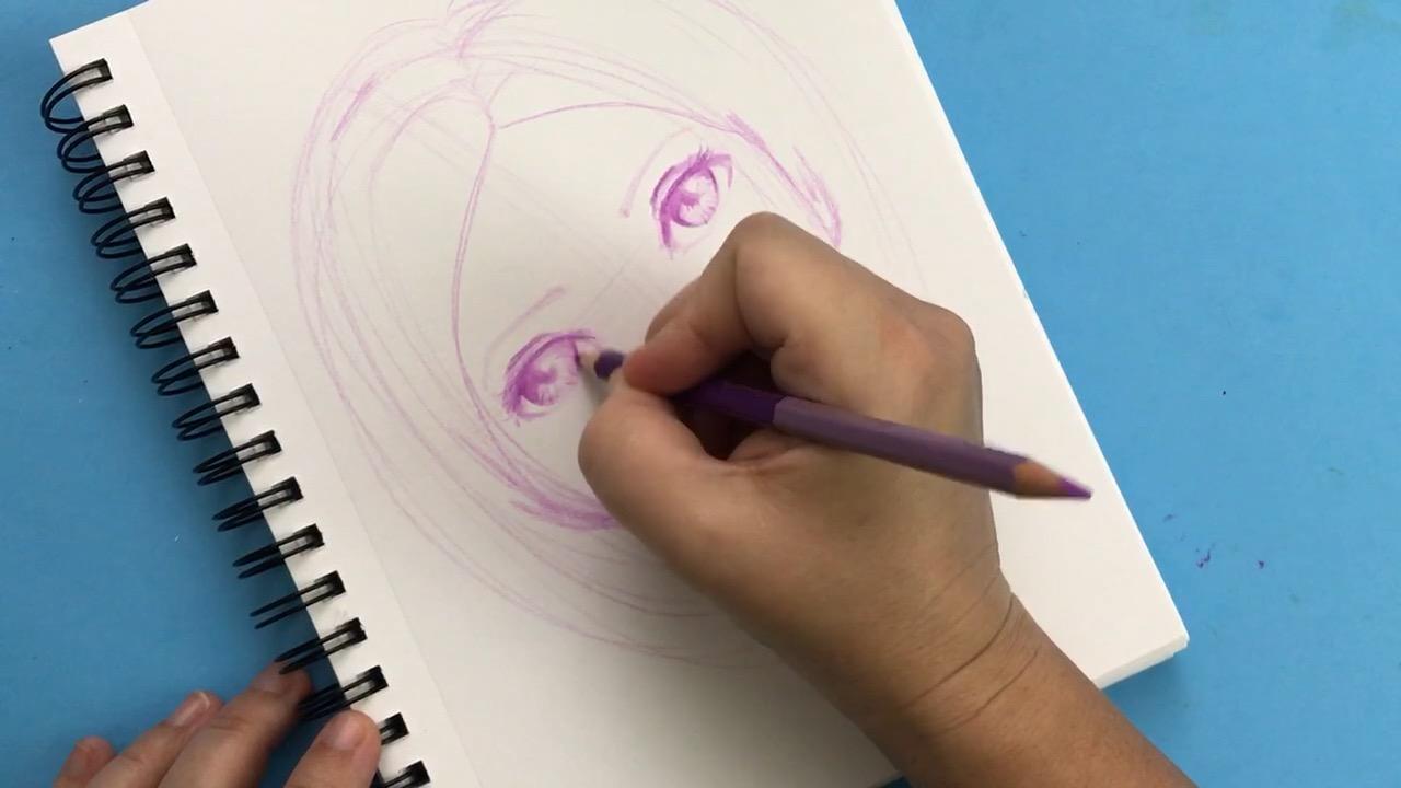 Whimsical Face - Monochromatic Drawing - image 3 - student project