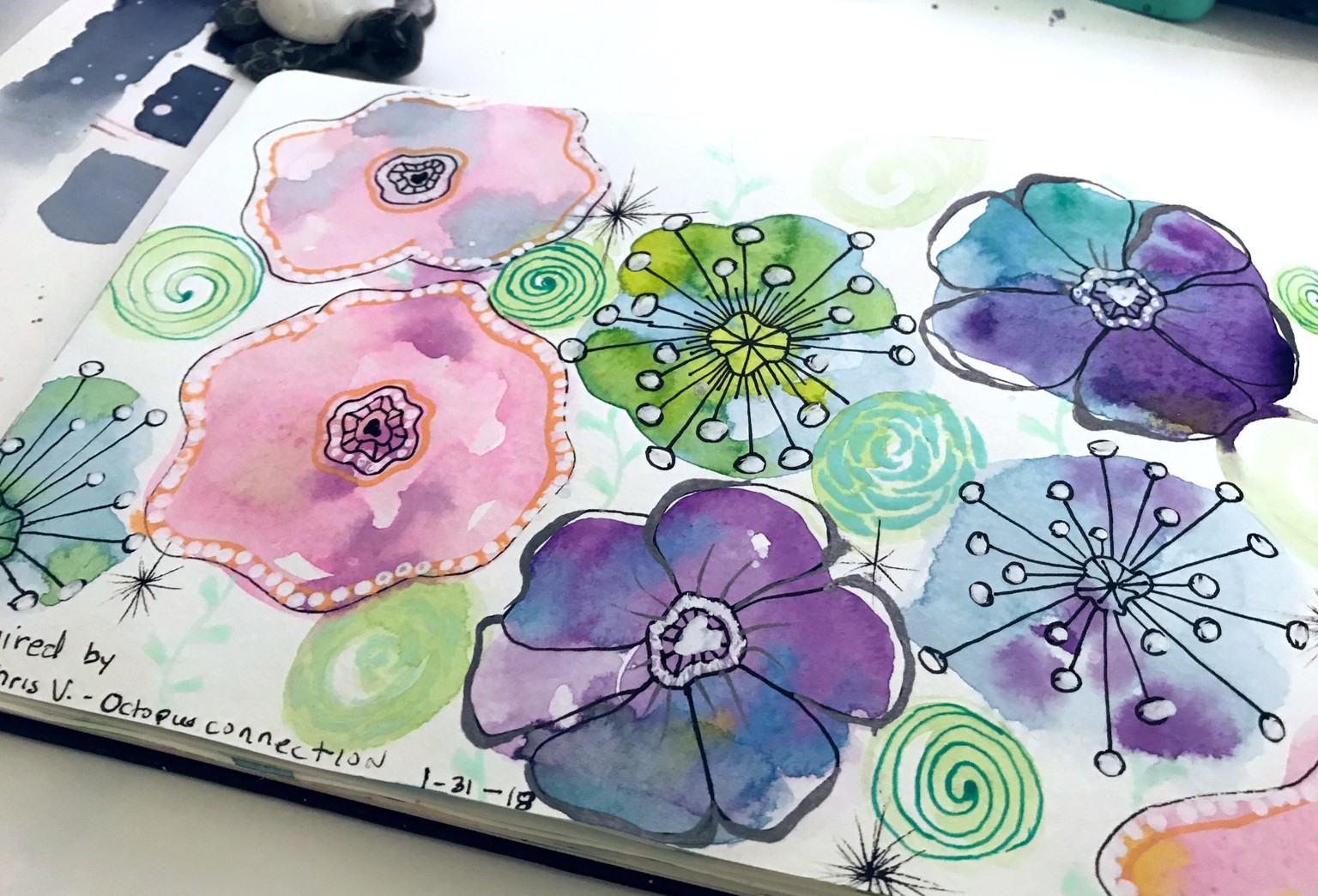 Embellishing Loose Watercolor Floral Shapes - image 3 - student project