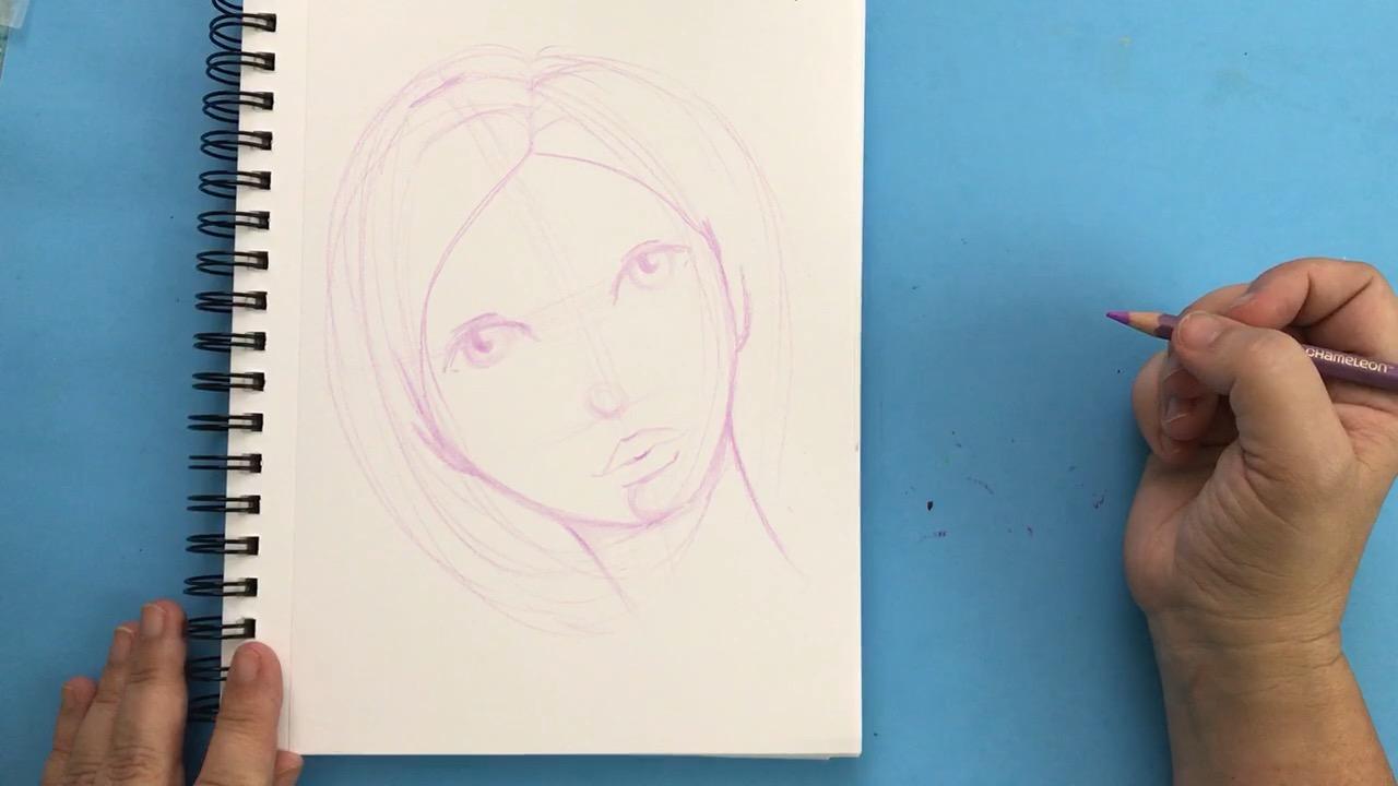 Whimsical Face - Monochromatic Drawing - image 1 - student project