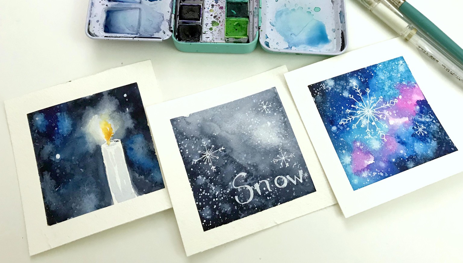 Falling Snow Watercolor & Ink - example - image 3 - student project