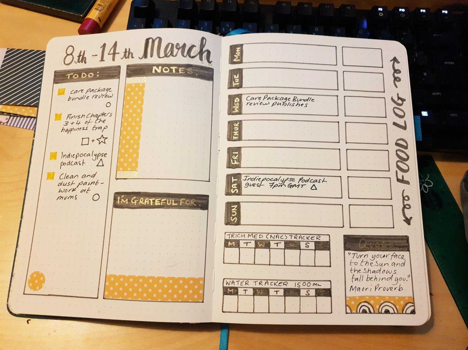 Bullet Journal (BuJo) Weekly Spread - image 1 - student project