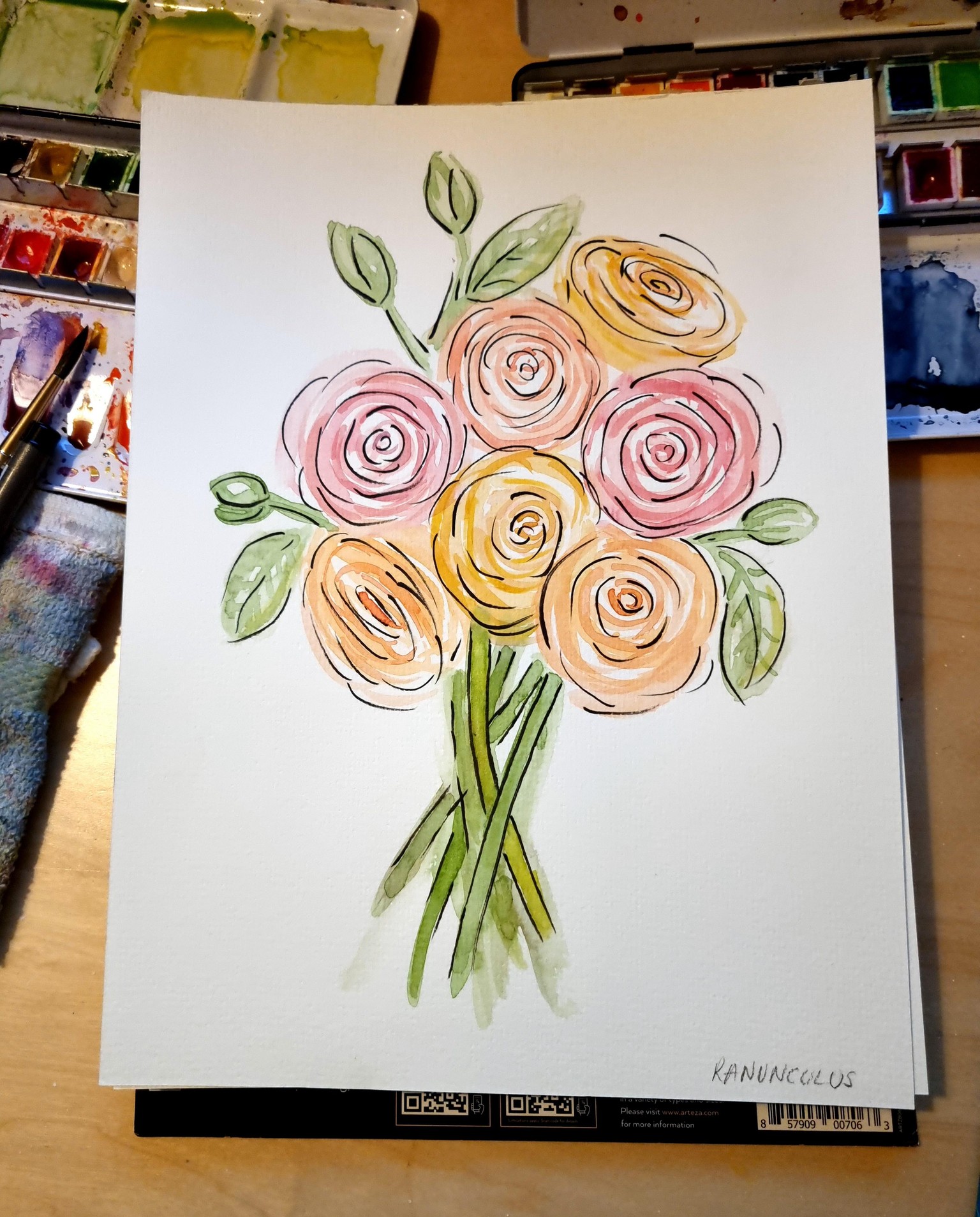 Loose watercolour florals - image 2 - student project