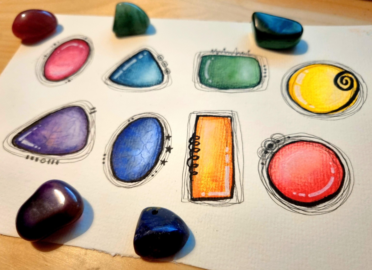 Mixed Media Smooth Wire-Wrapped Gemstones - image 1 - student project