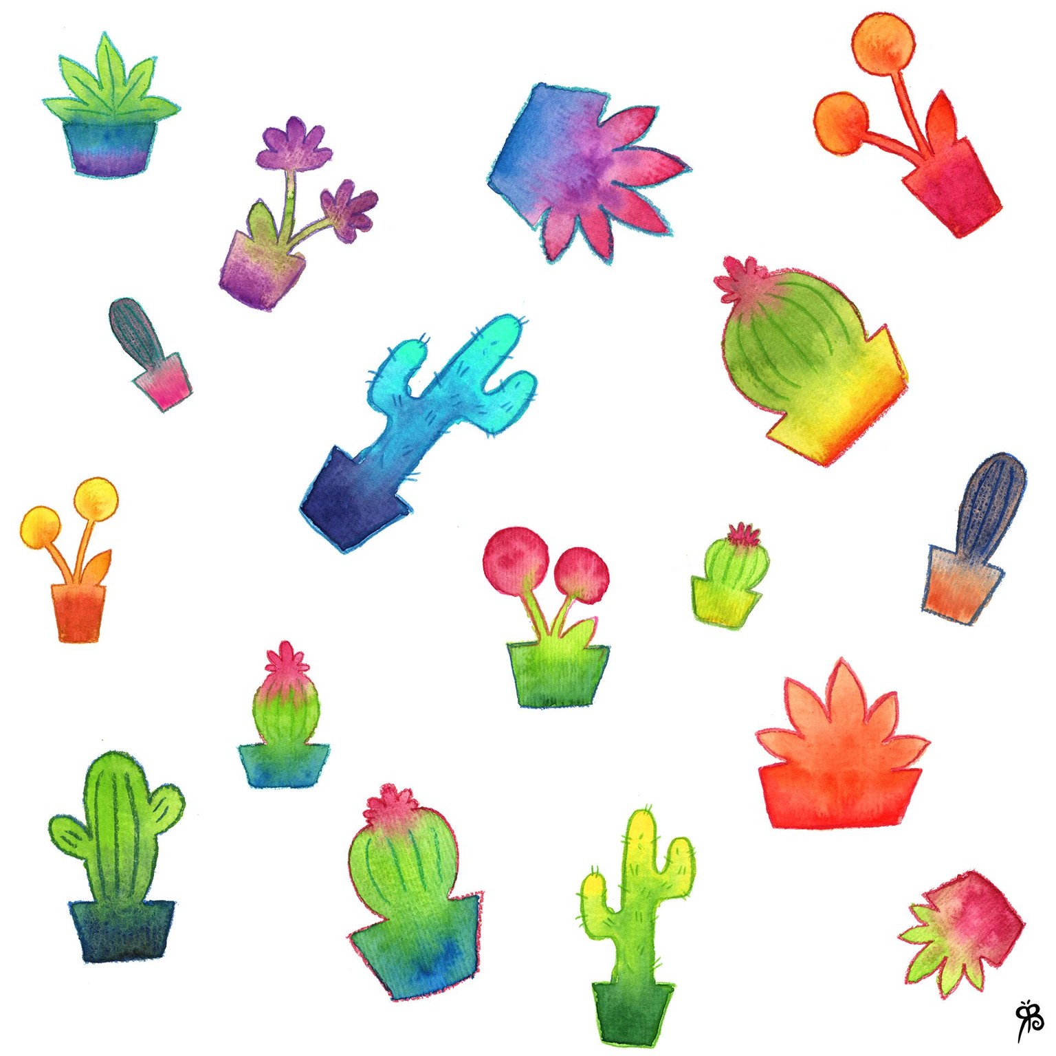 Plants and Cacti with Watercolour and Pencil - image 1 - student project