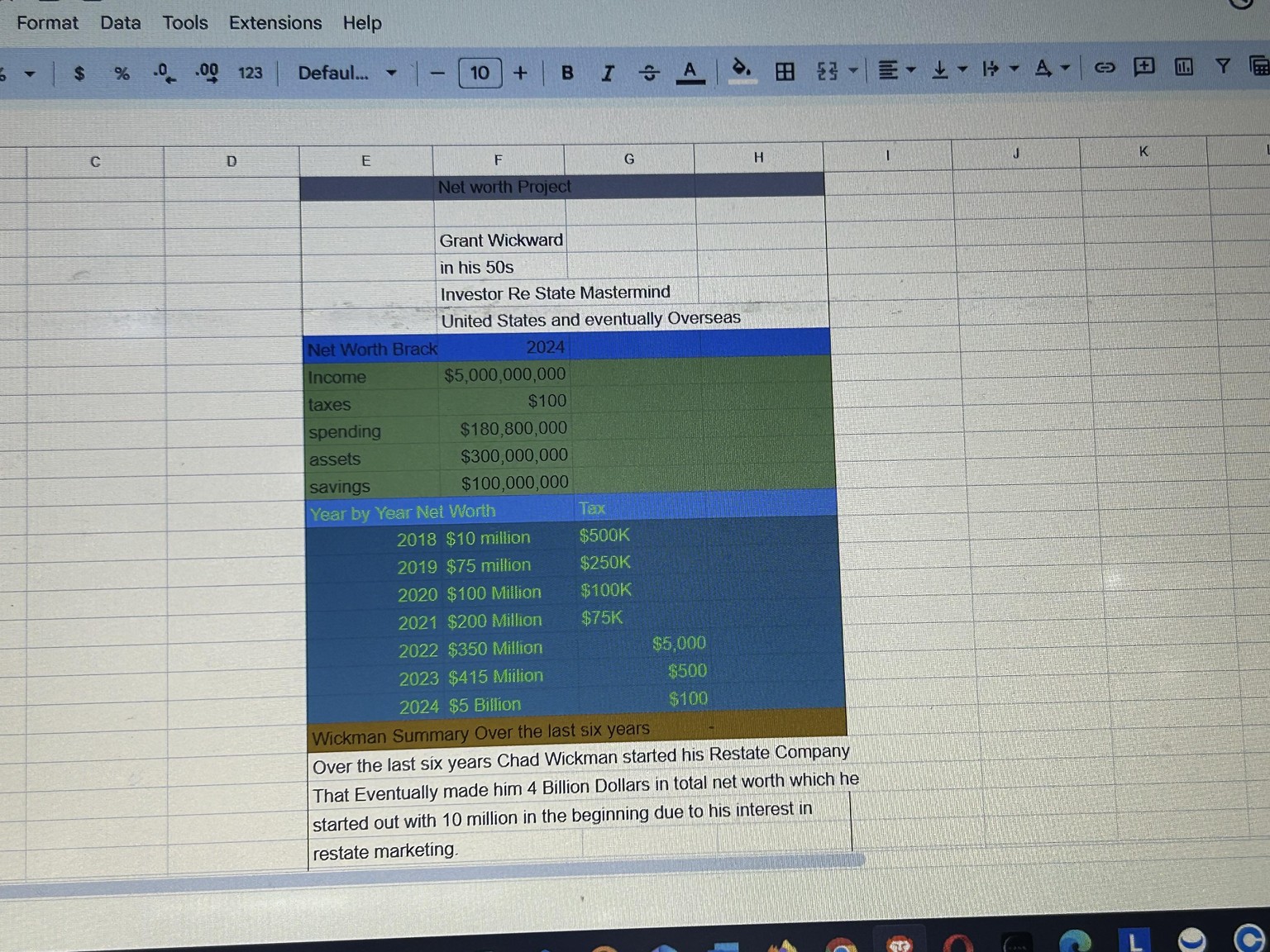 Net worth project - image 2 - student project