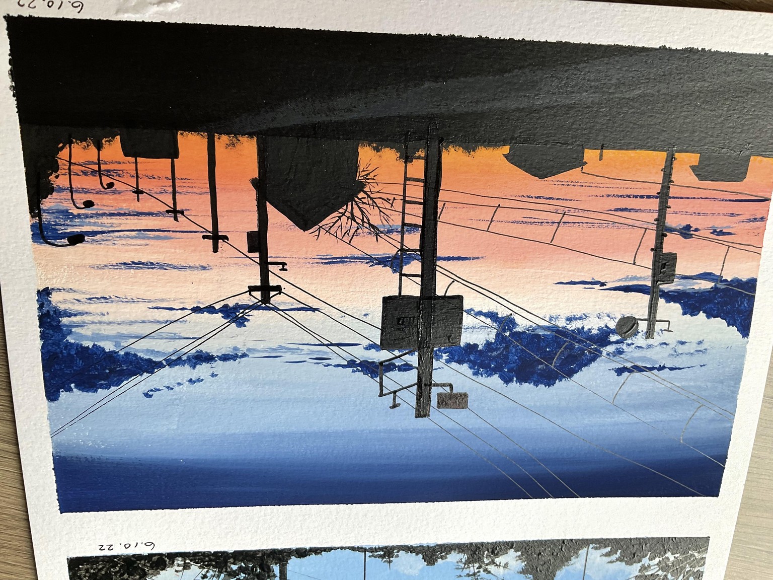 Acrylic Gouache power lines - image 2 - student project