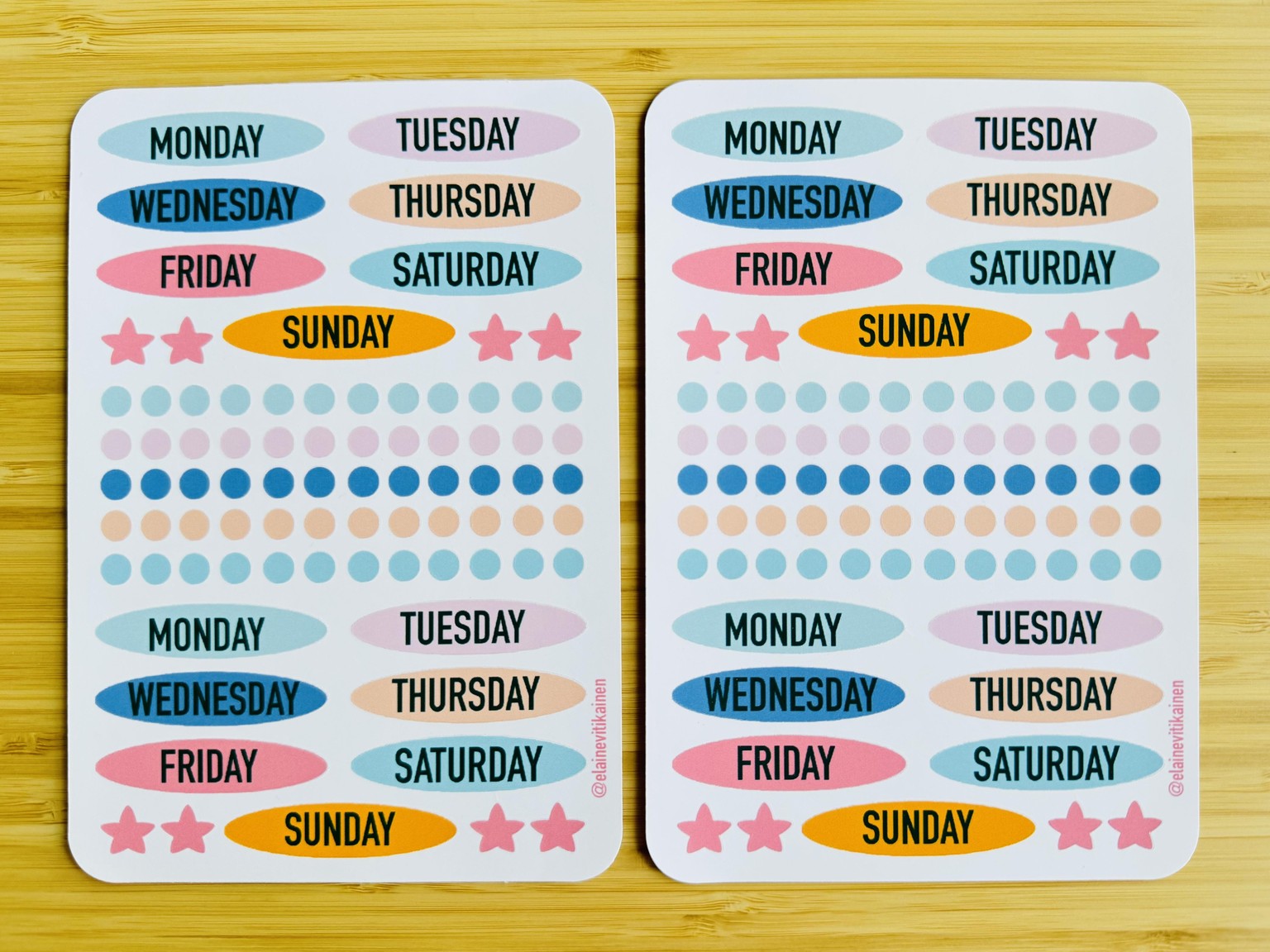 Days of the Week sticker sheets - image 1 - student project