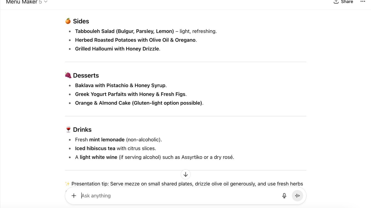 Menu Maker GPT - image 3 - student project