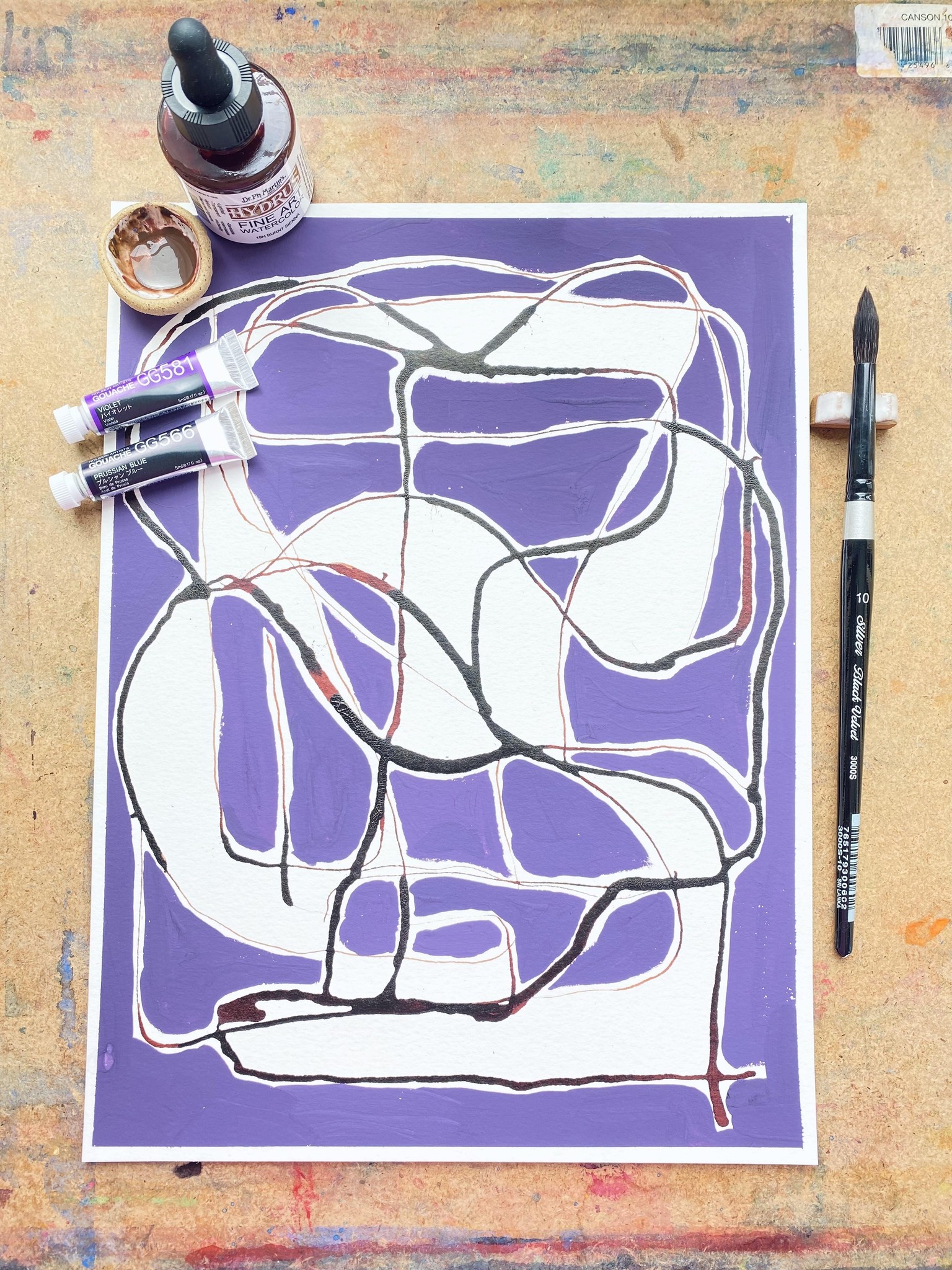 Fun scribbles with liquid watercolor & gouache - image 5 - student project