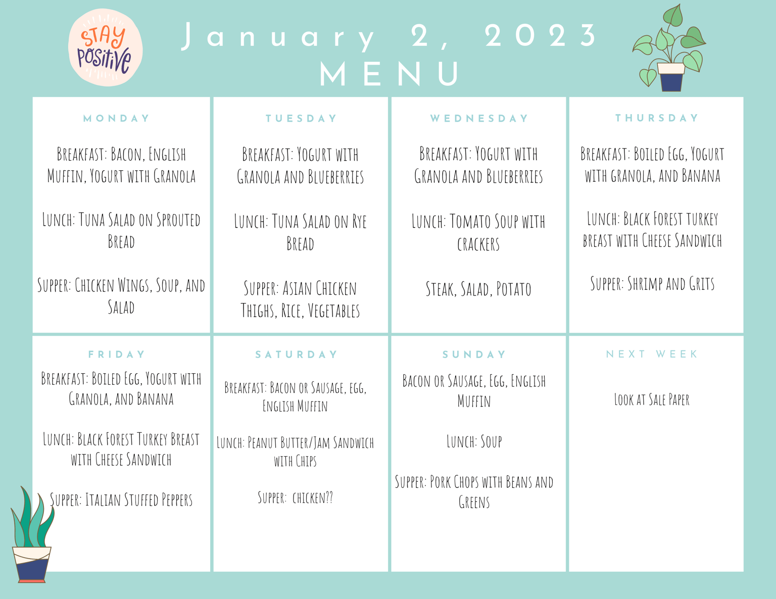 Melissa E Meal Plans for 2023 - image 1 - student project