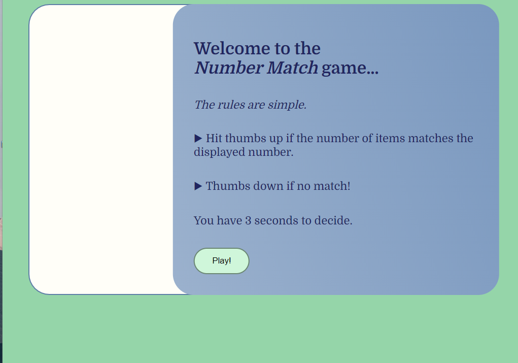 Number Match Game - image 1 - student project
