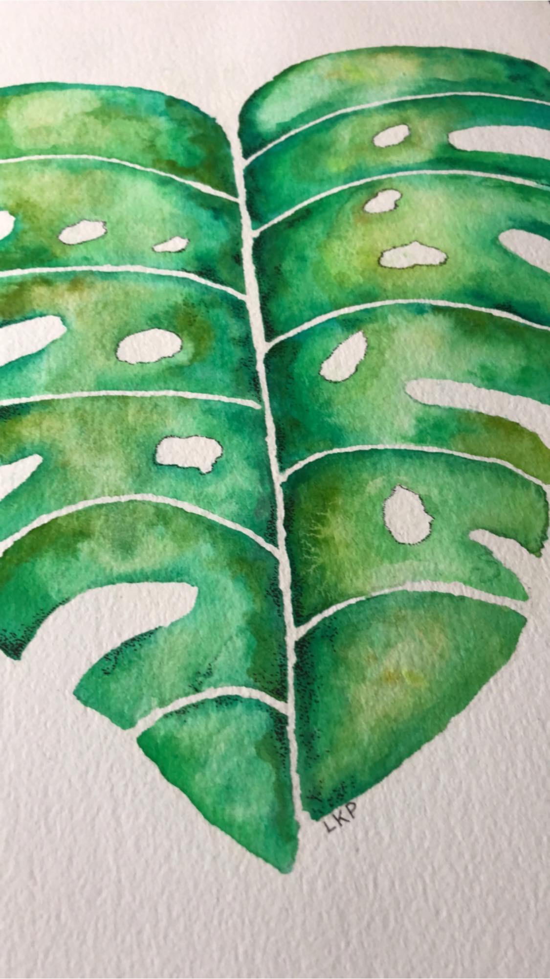 Watercolor Monstera Leaf - image 1 - student project
