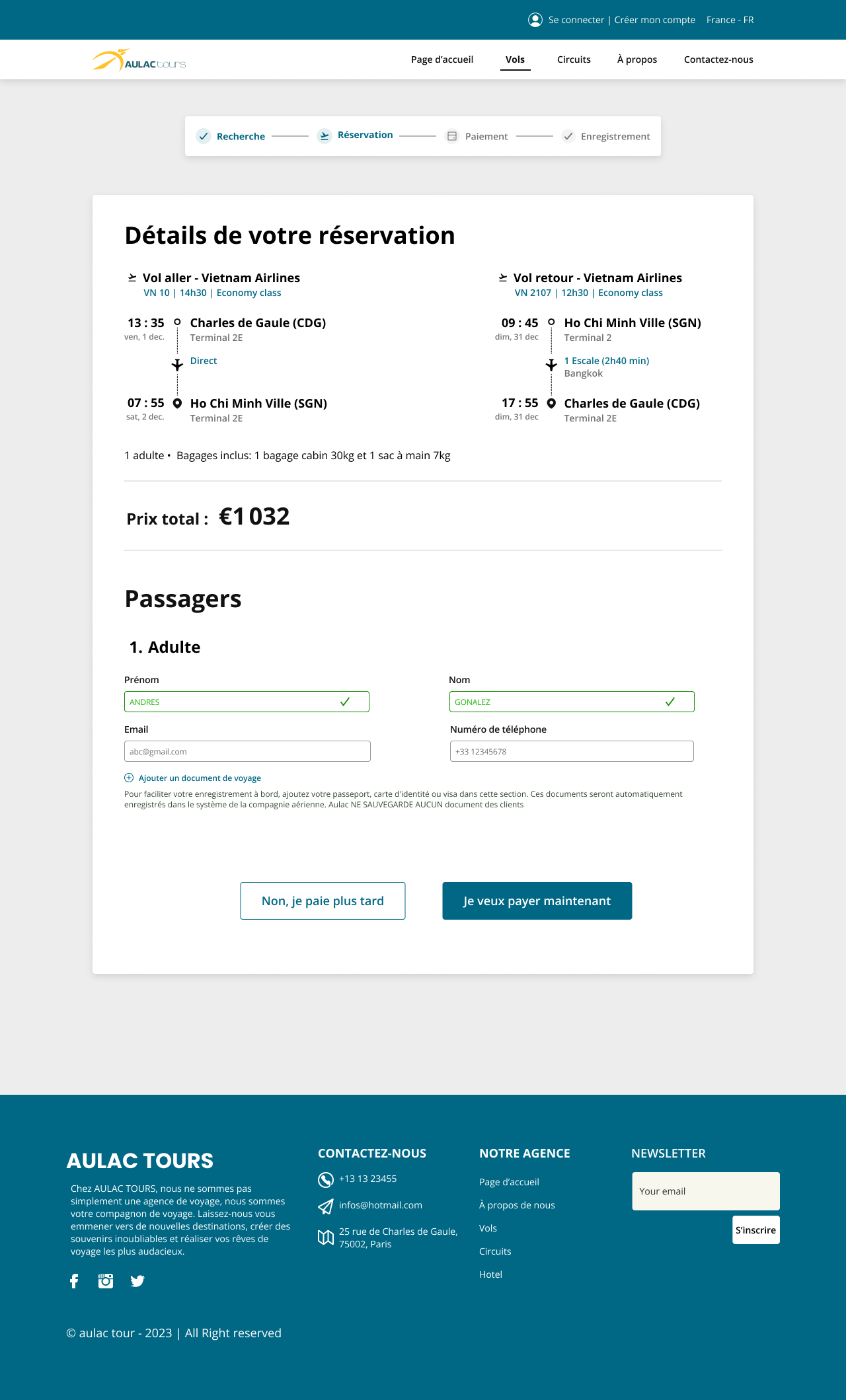 Flight booking page of a travel agency - image 4 - student project