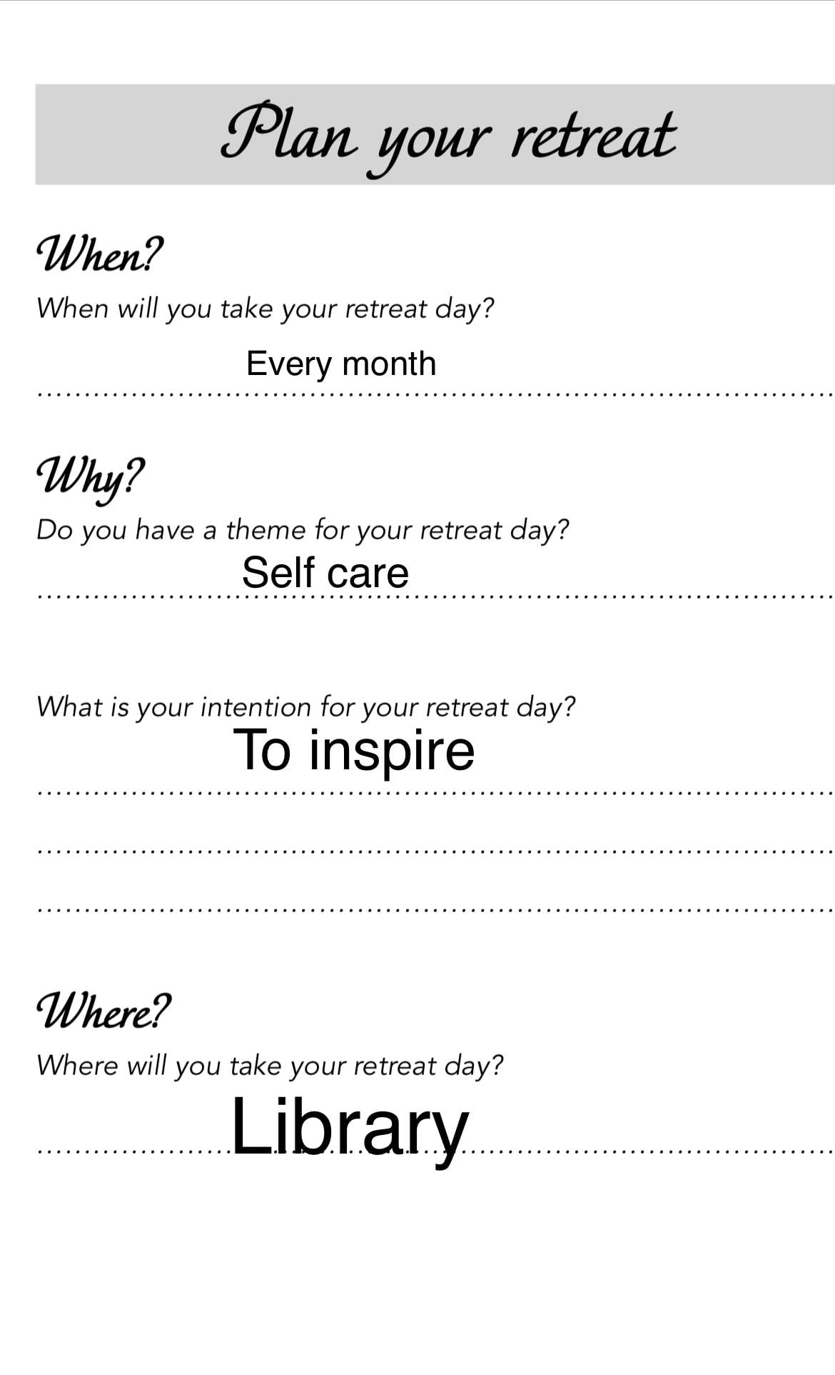 Plan my retreat - image 1 - student project
