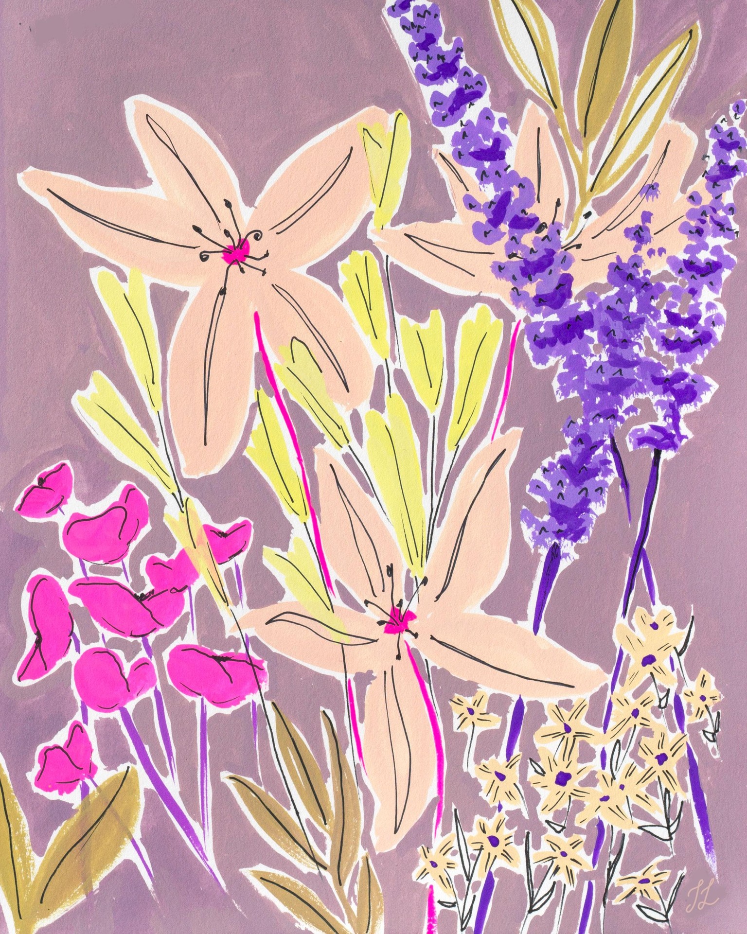 Now Complete: Bright (!) Gouache Florals - image 2 - student project