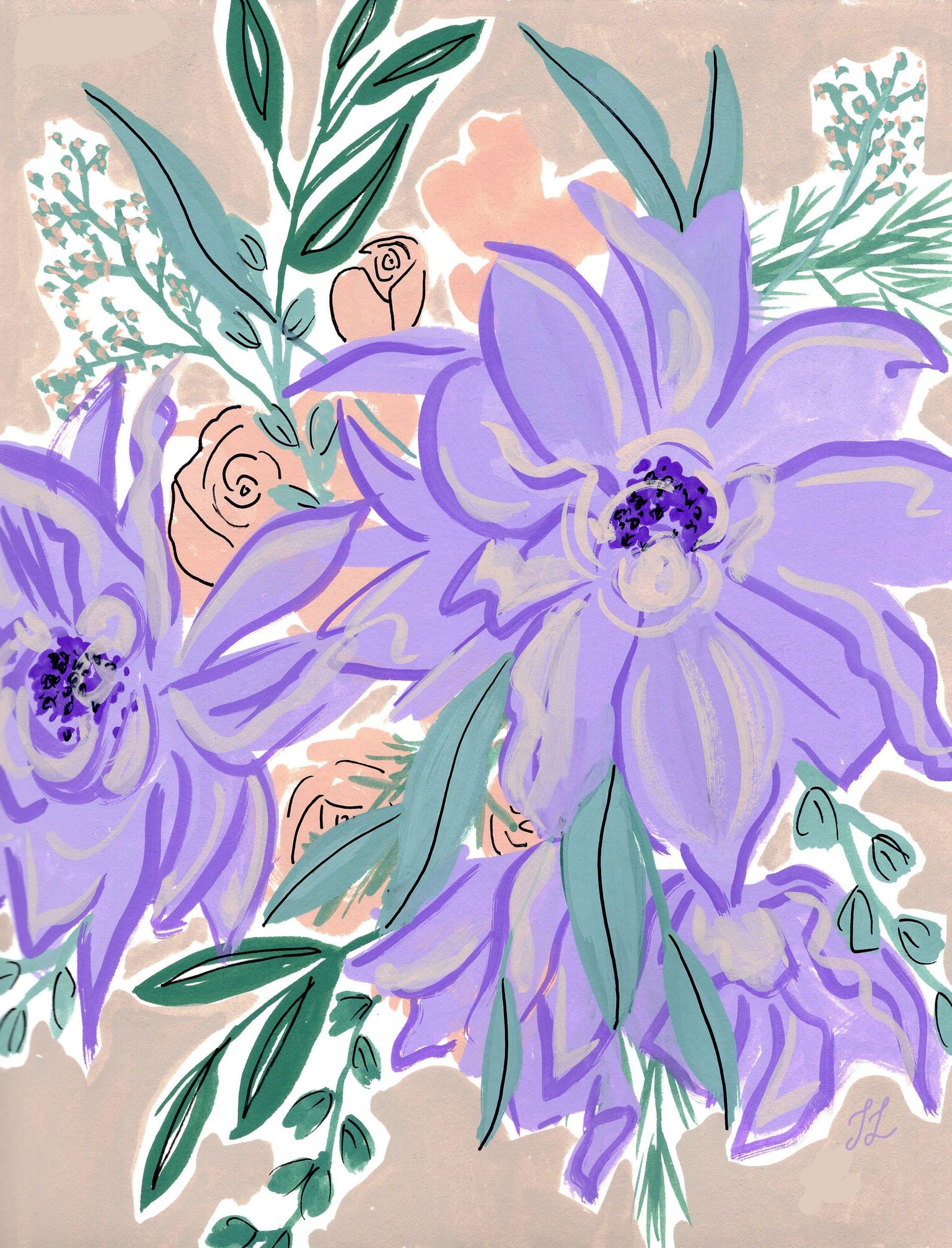 Now Complete: Bright (!) Gouache Florals - image 3 - student project