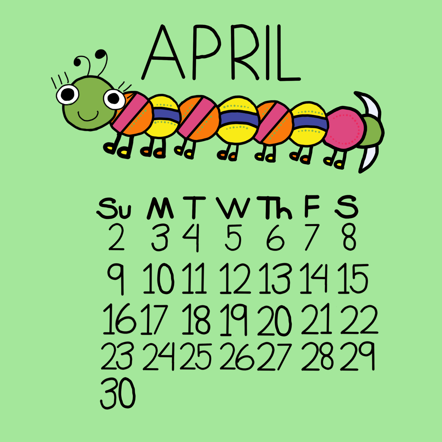 Caterpillar April! Spring workalong with kiddos! - image 1 - student project
