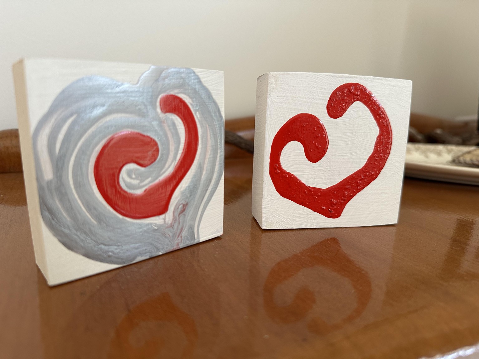 Poured Paint Hearts on 3