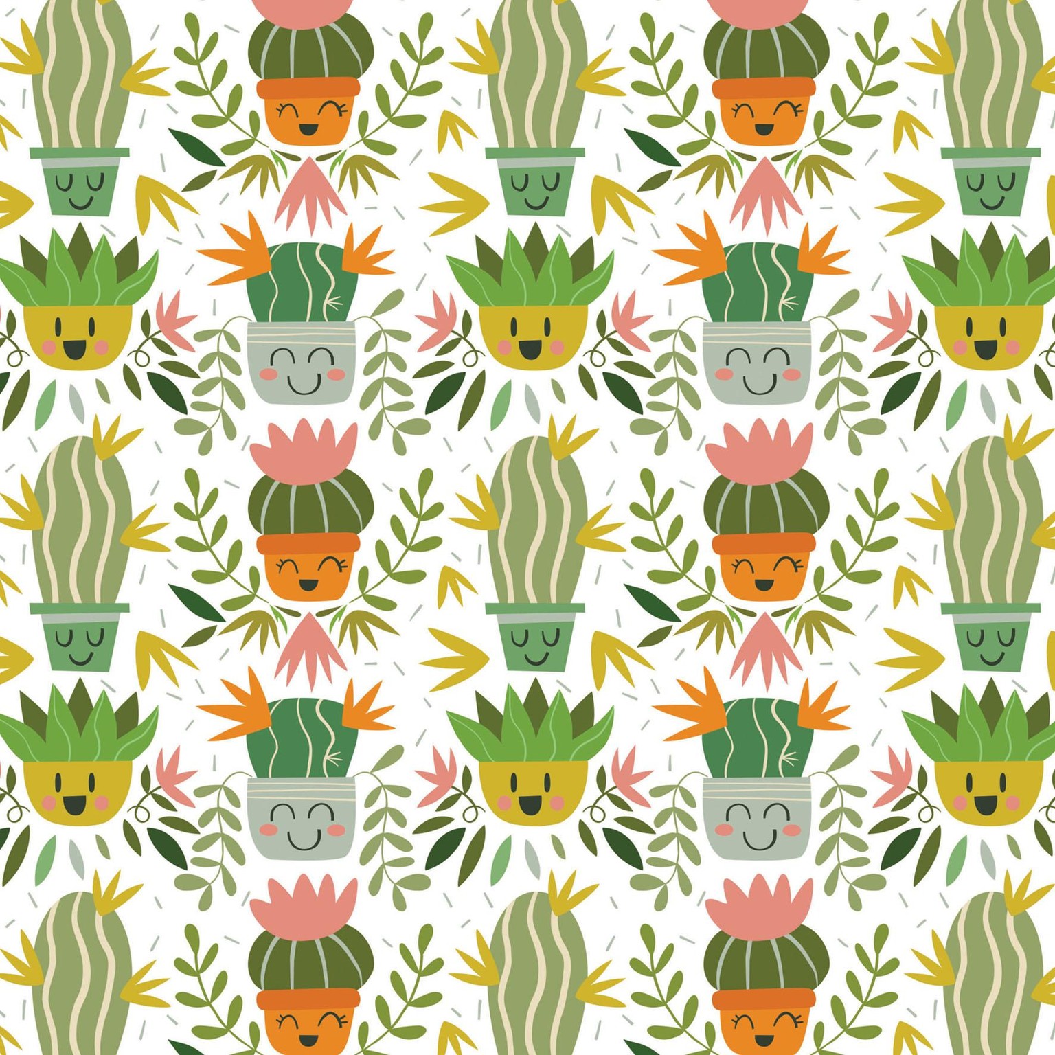 Kawaii cacti pattern - image 2 - student project