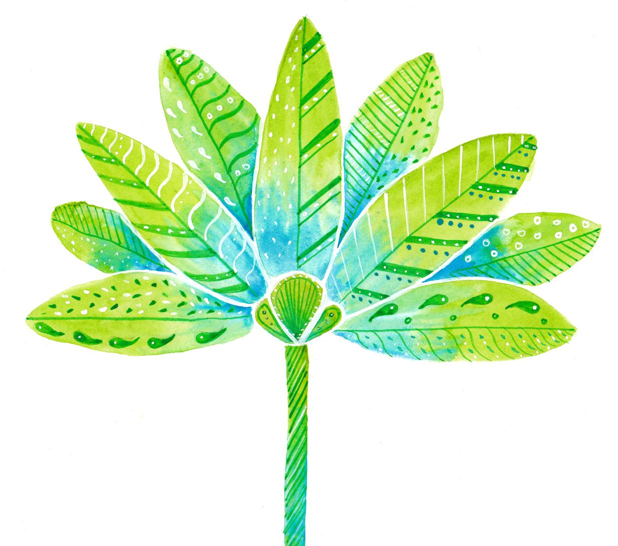 Ink and watercolor leaves - image 1 - student project