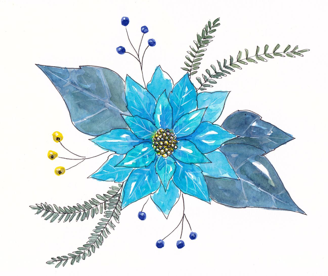 Watercolor poinsettia - image 2 - student project