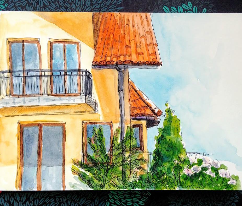 Ink and watercolor house - image 1 - student project