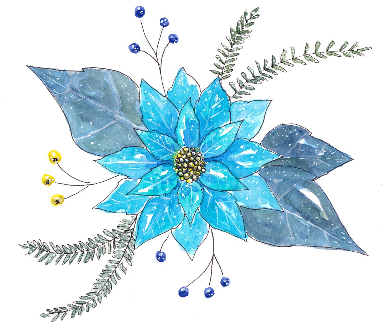 Watercolor poinsettia - image 1 - student project