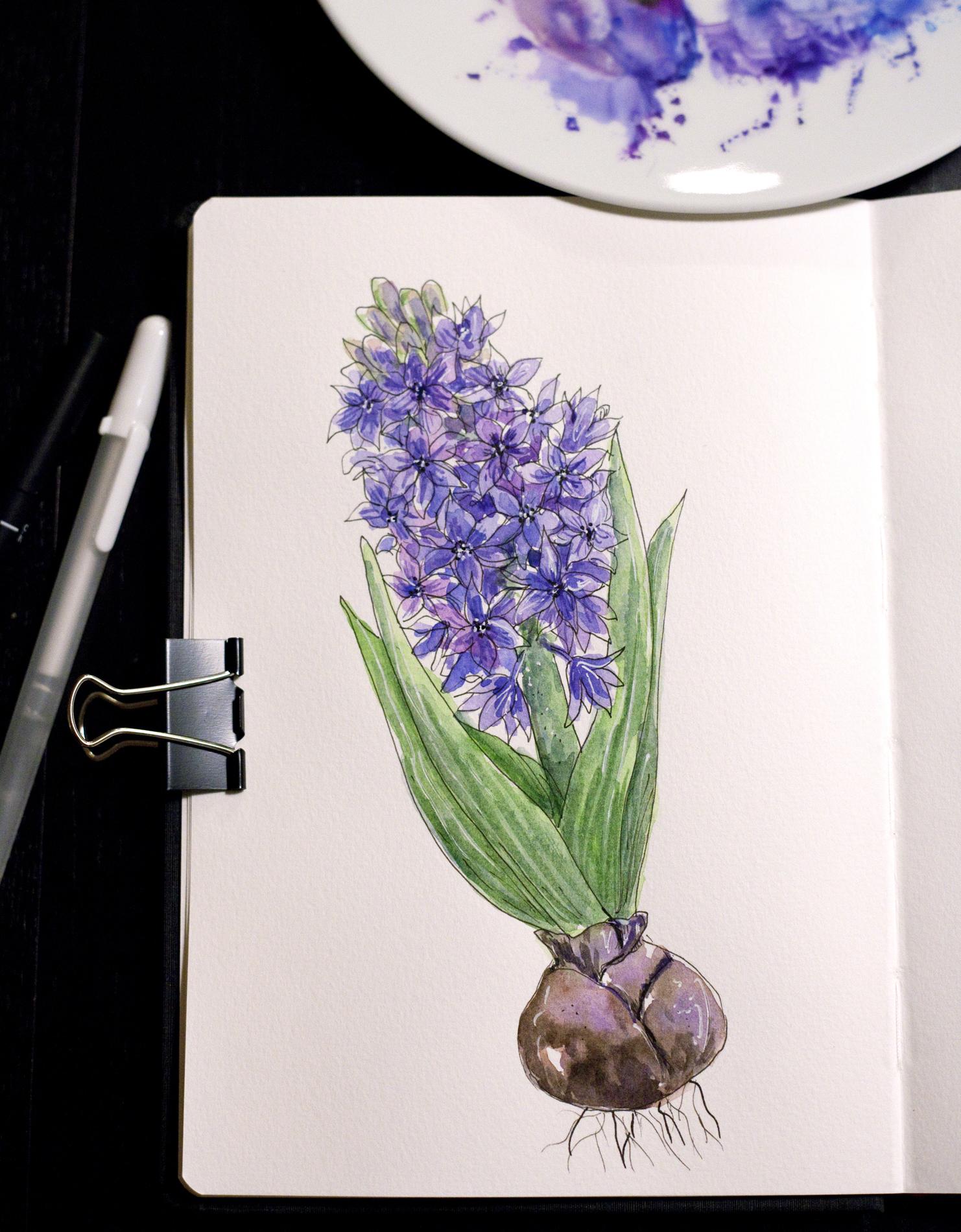 Ink and watercolor flowers - image 1 - student project