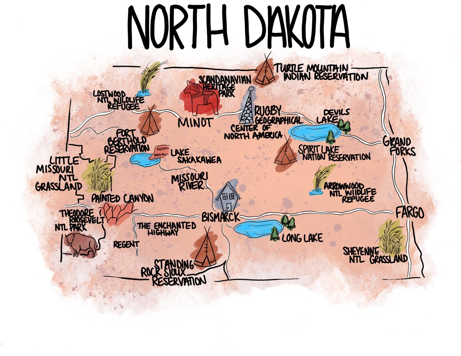 North Dakota Map - image 1 - student project