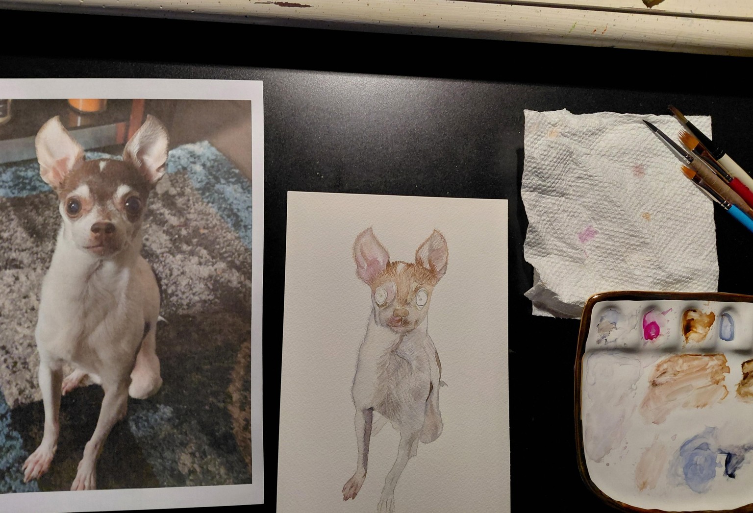 Watercolor Pet Portrait - Chihuahua - image 2 - student project