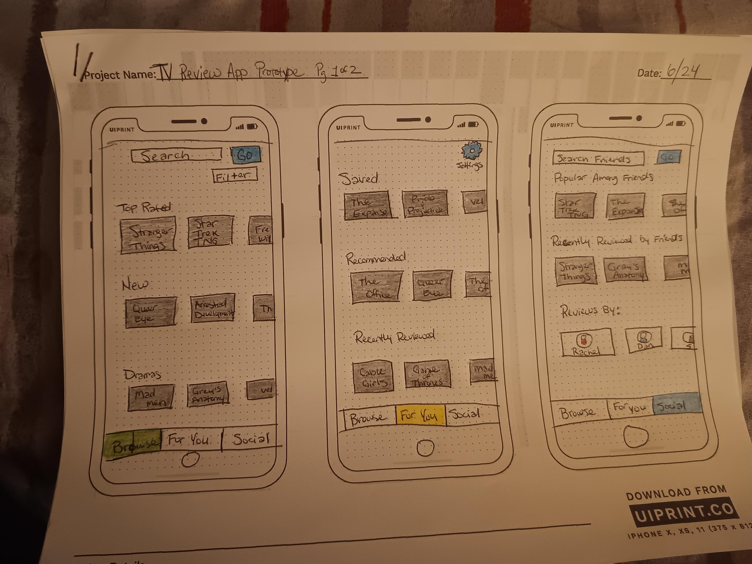 TV Review App Wireframe Prototype - image 2 - student project