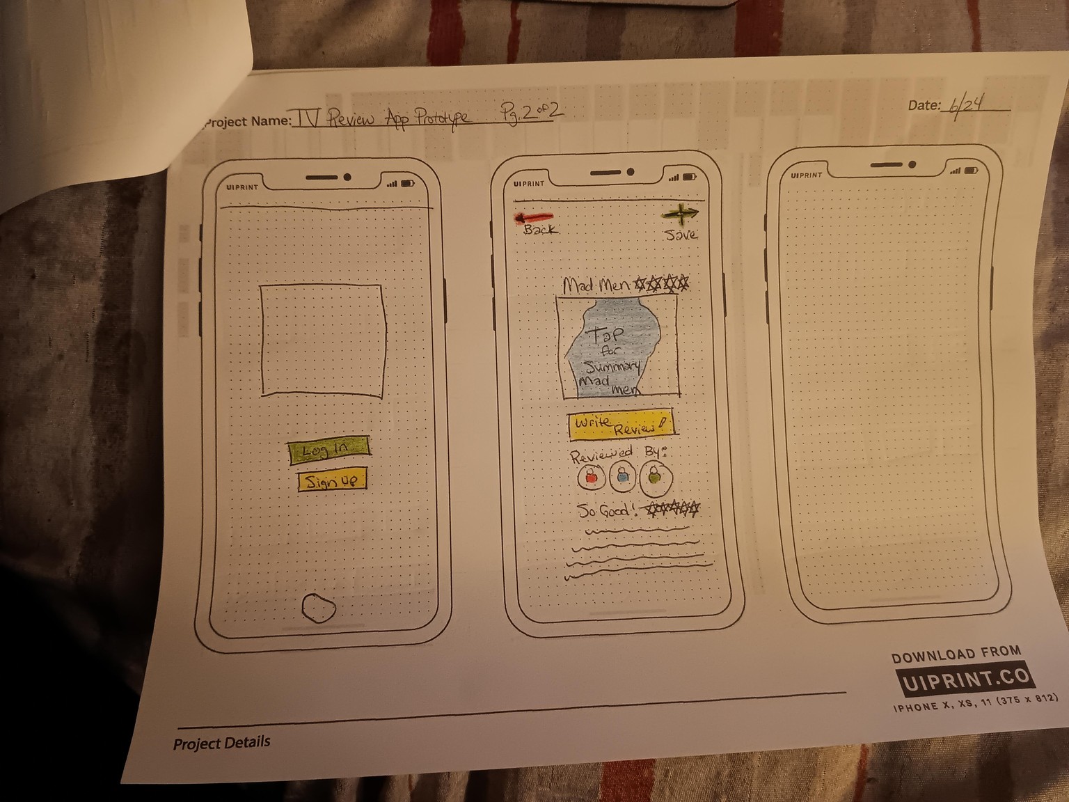 TV Review App Wireframe Prototype - image 1 - student project
