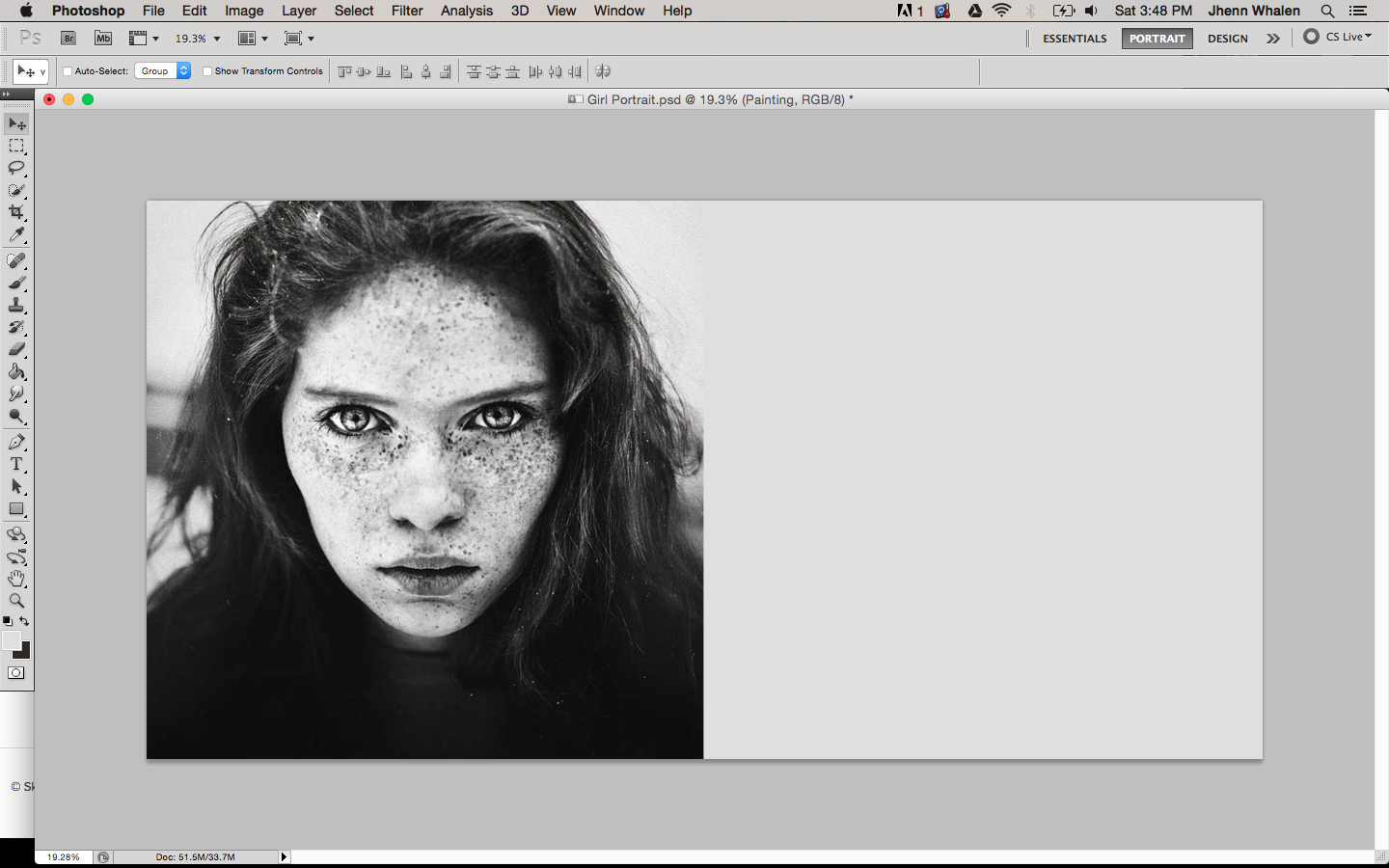 Digital Portrait of a Freckled Girl - image 2 - student project